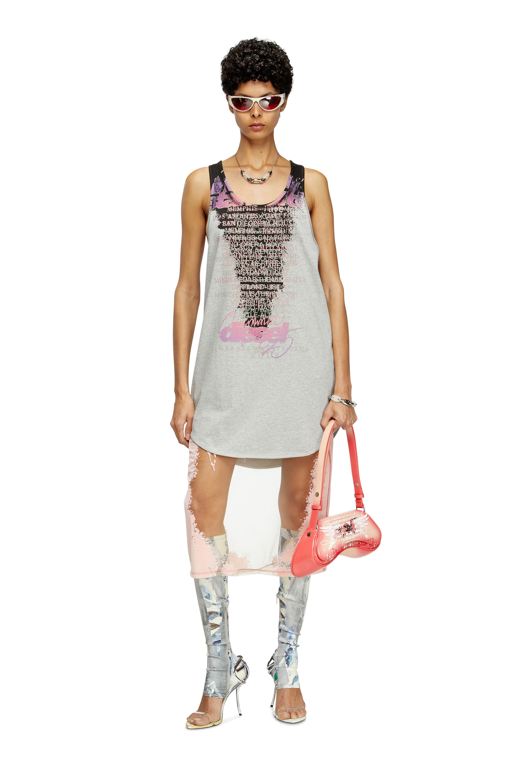 Diesel - T-SHAN, Canotta con stampa DJ Unisex in Grigio - 7