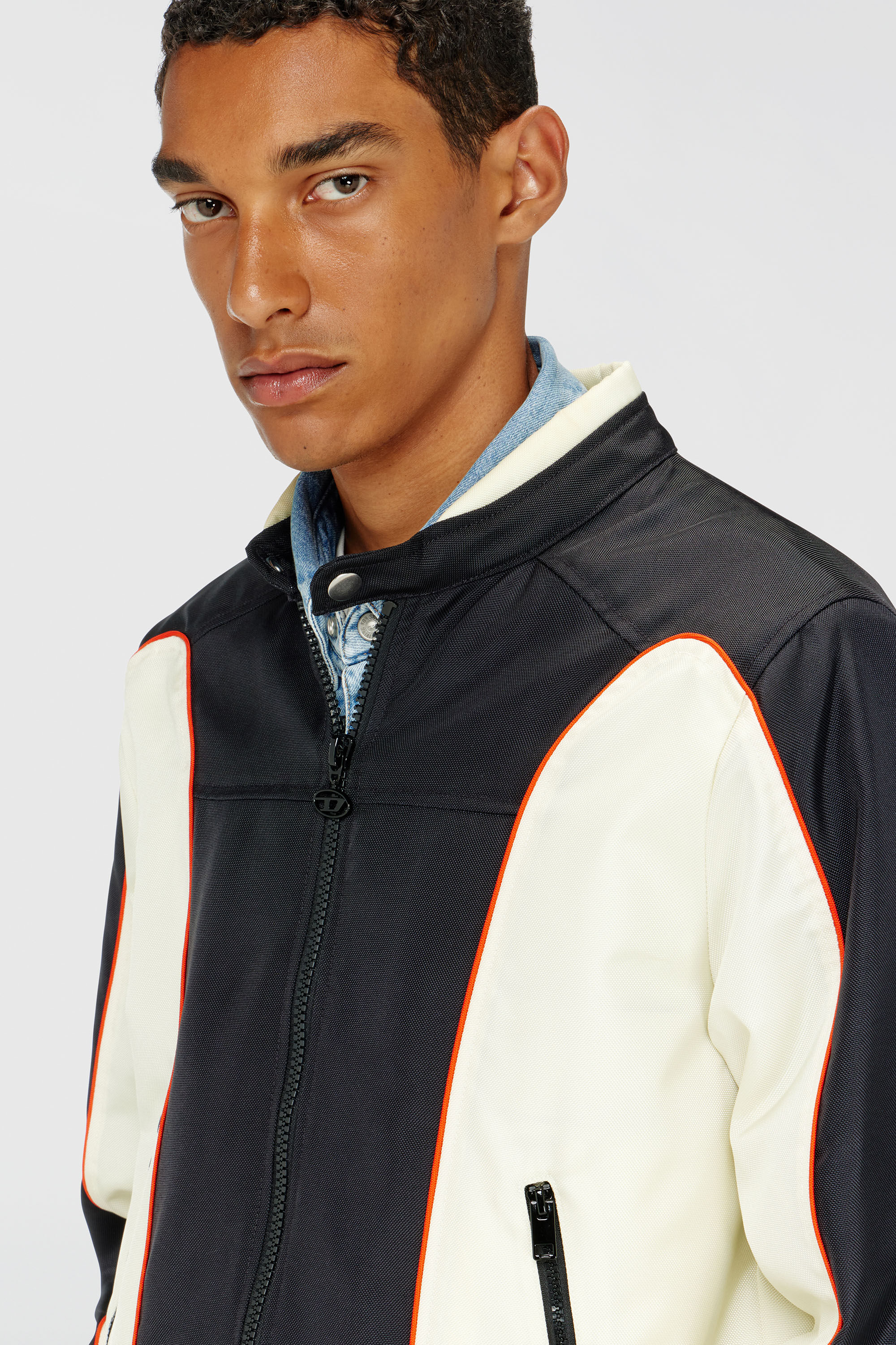 Diesel - J-BLINK-A, Giacca biker color block con piping Uomo in Multicolor - 5
