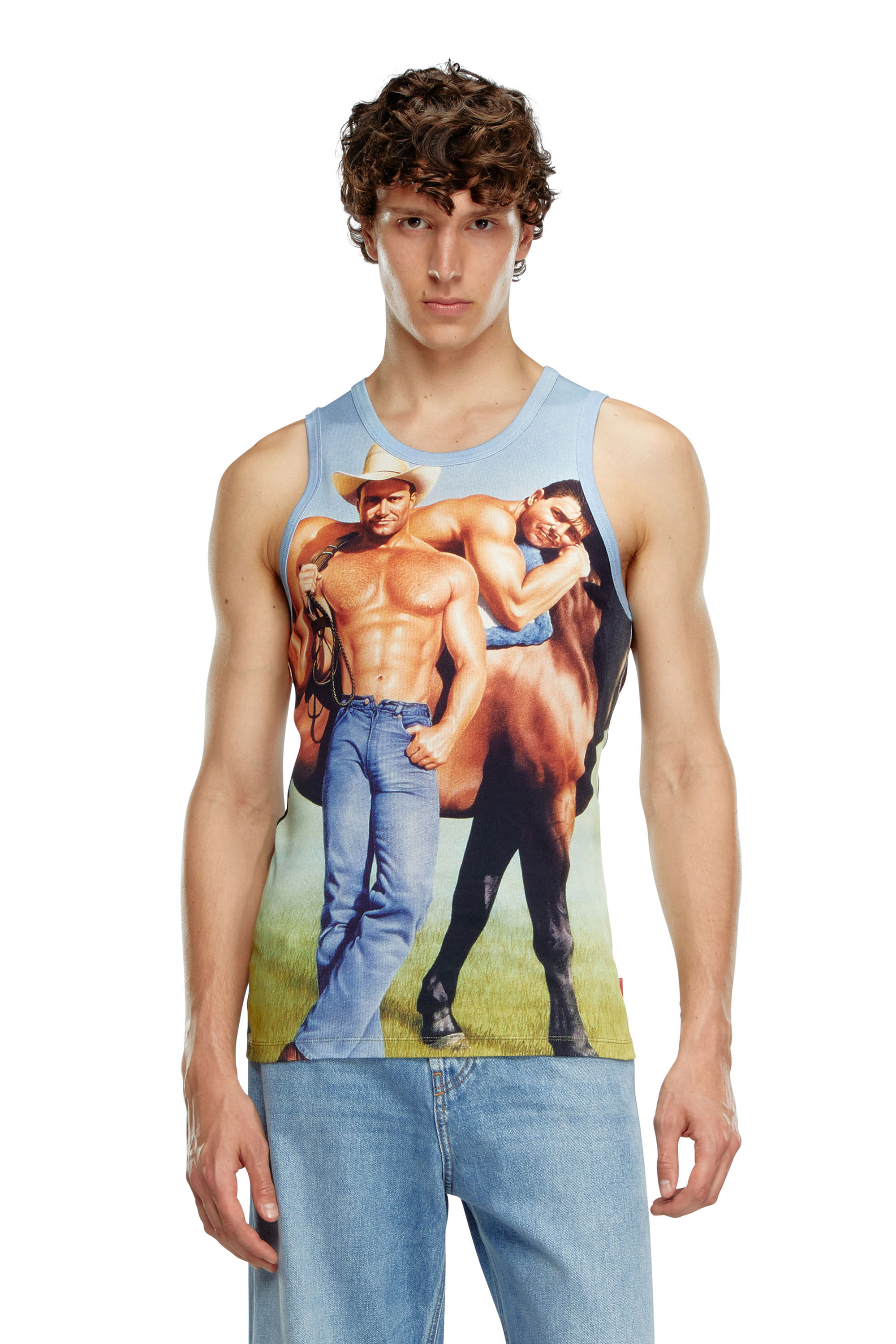 Diesel - PR-T-LIFTY-TANK, T-shirt smanicata con stampa all-over Unisex in Blu - 3