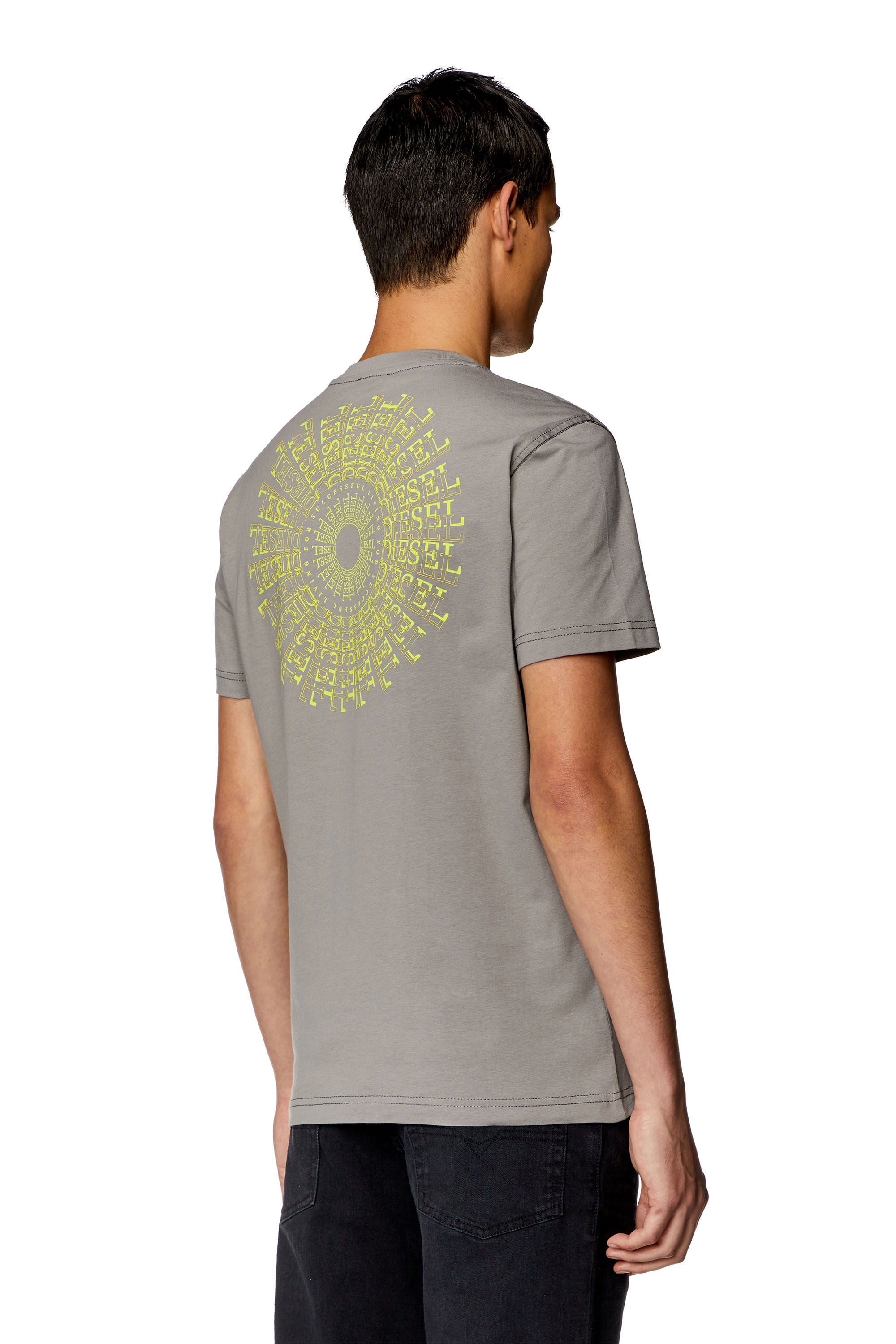 Diesel - T-DIEGOR-K71, T-shirt con stampa vortice Diesel Uomo in Grigio - 3