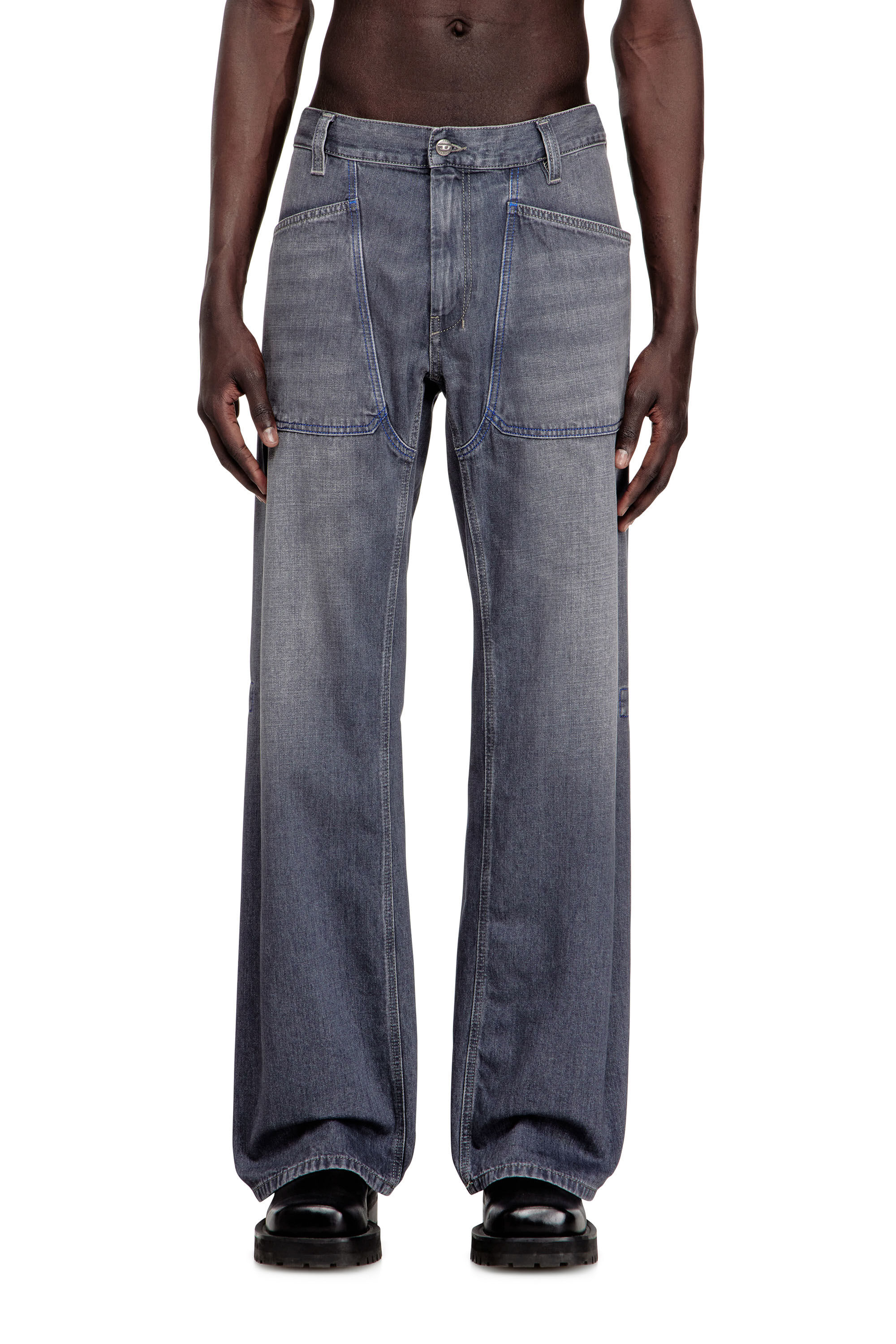 Diesel - Relaxed Jeans D-Zeta 09N83 Uomo, Grigio - Image 3