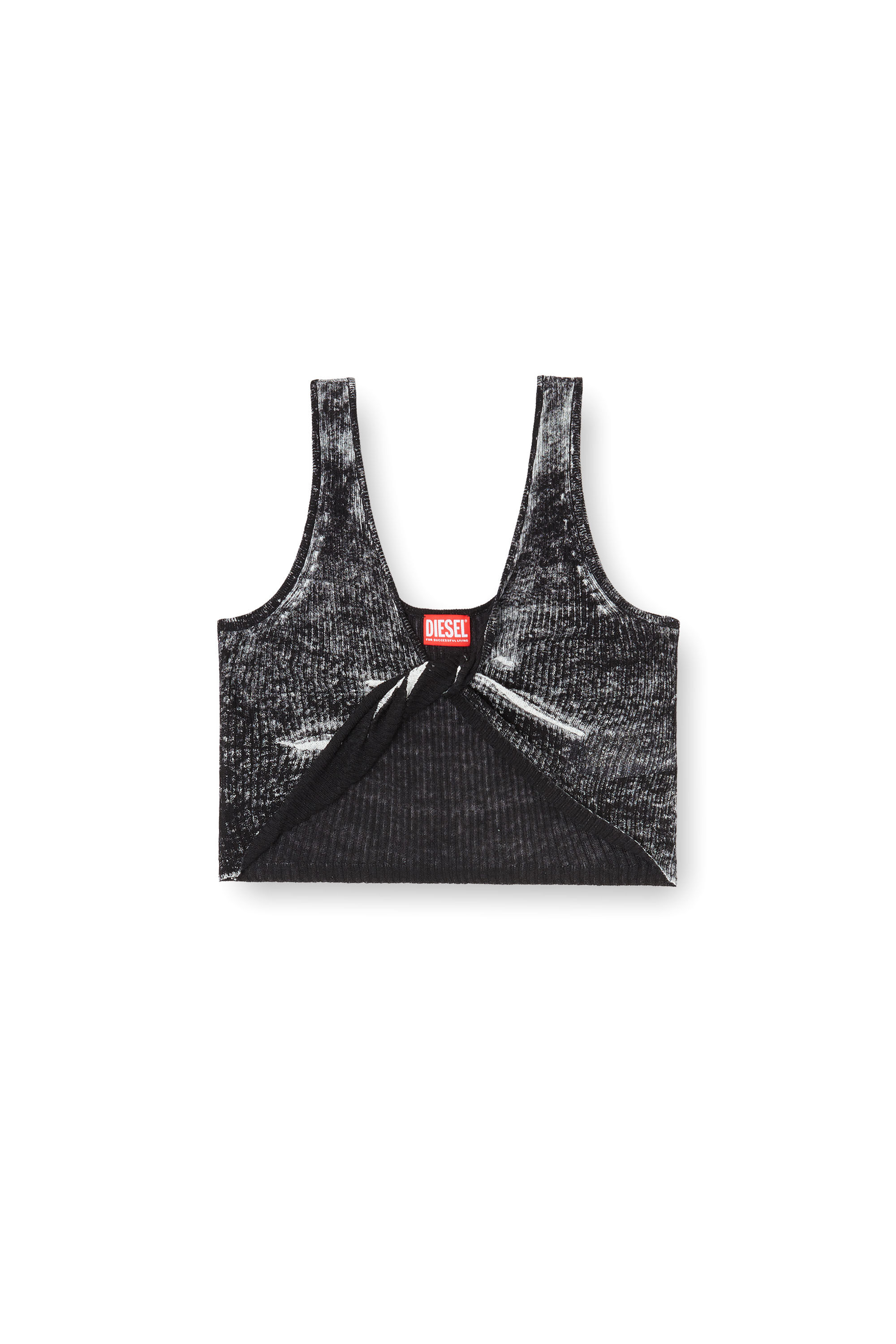 Diesel - M-LILAS, Tank top in lino avvitato con stampa interna Donna in Nero - 2