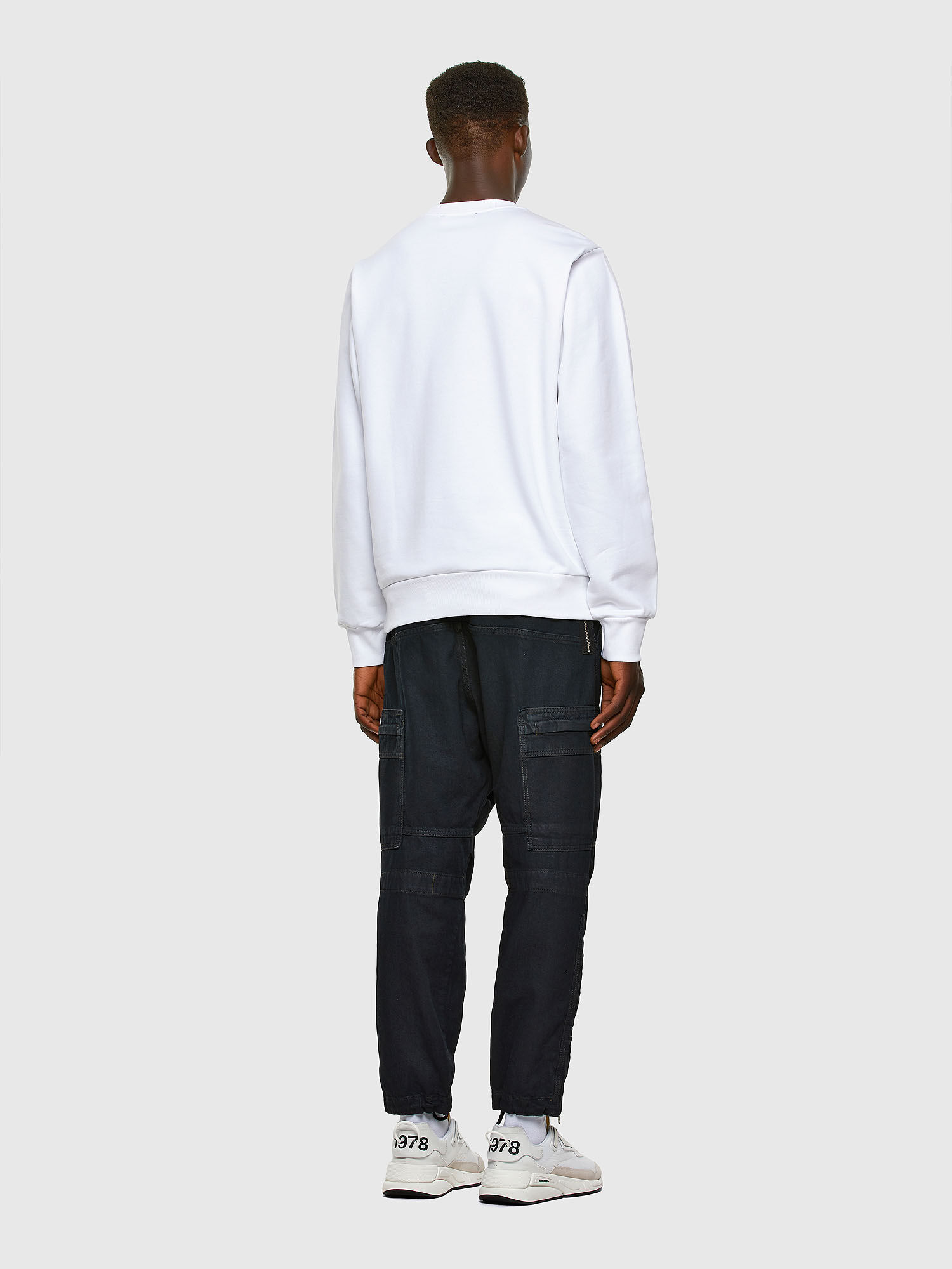 Diesel - S-GIRK-CUTY, Felpa con stampa logo doppio Uomo in Bianco - 5