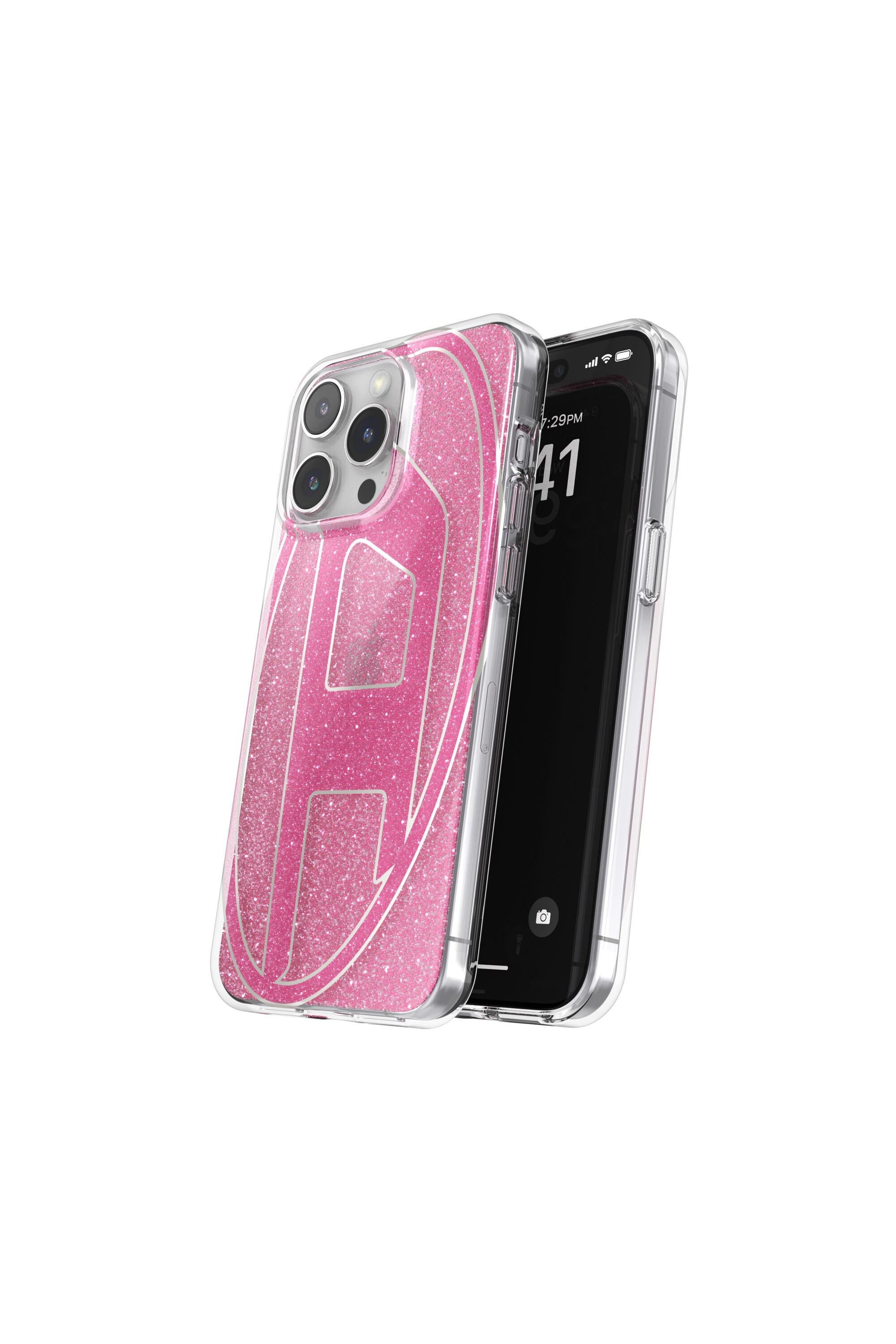 Diesel - 60037 AOP CASE, Cover glitterata per iP 15 Pro Max Unisex in Rosa - 3
