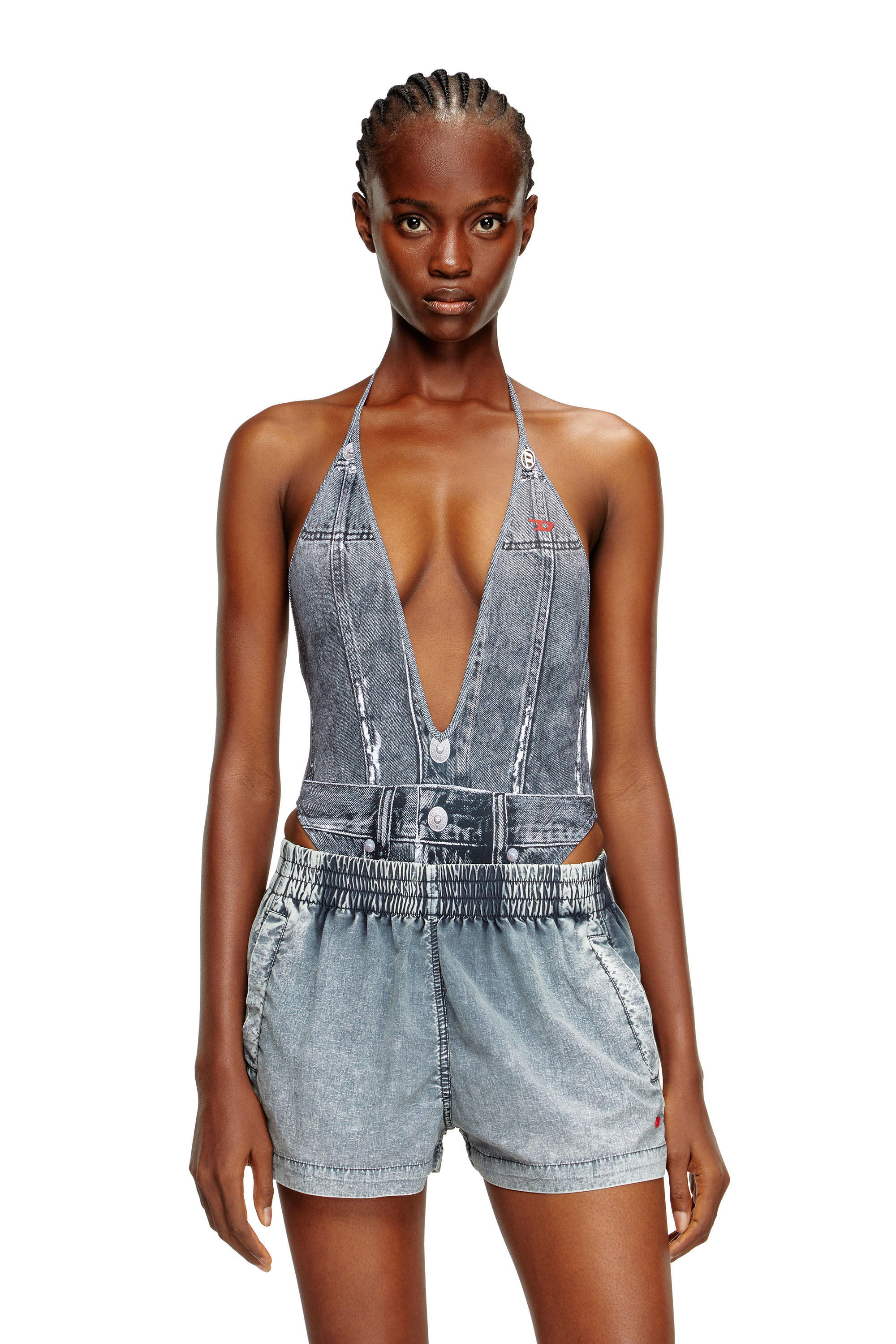 Diesel - KINSLEY-DNM, Costume intero effetto denim Donna in Blu - 4