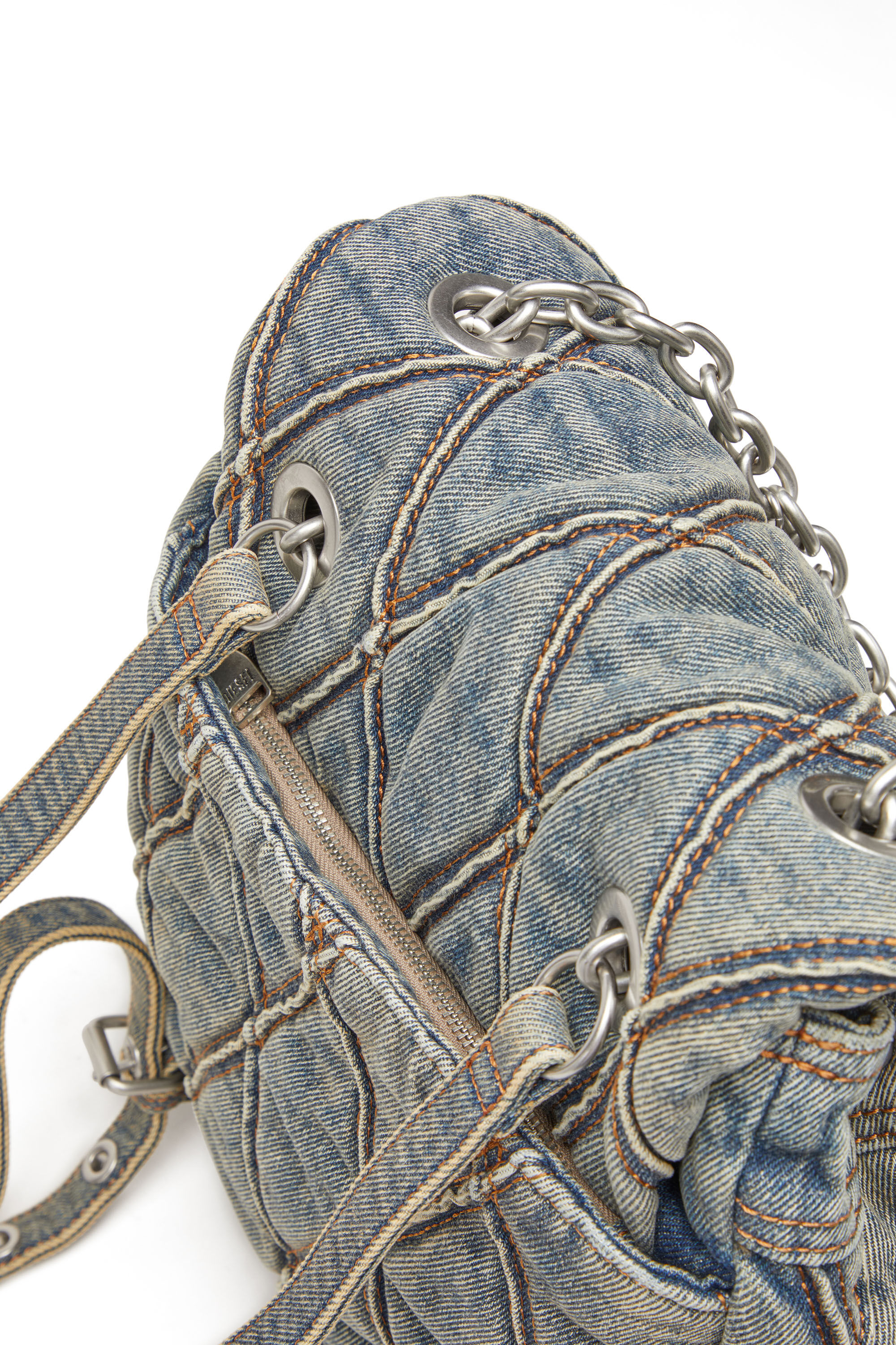 Women's Charm-D S-Backpack in Argyle quilted denim | Blue