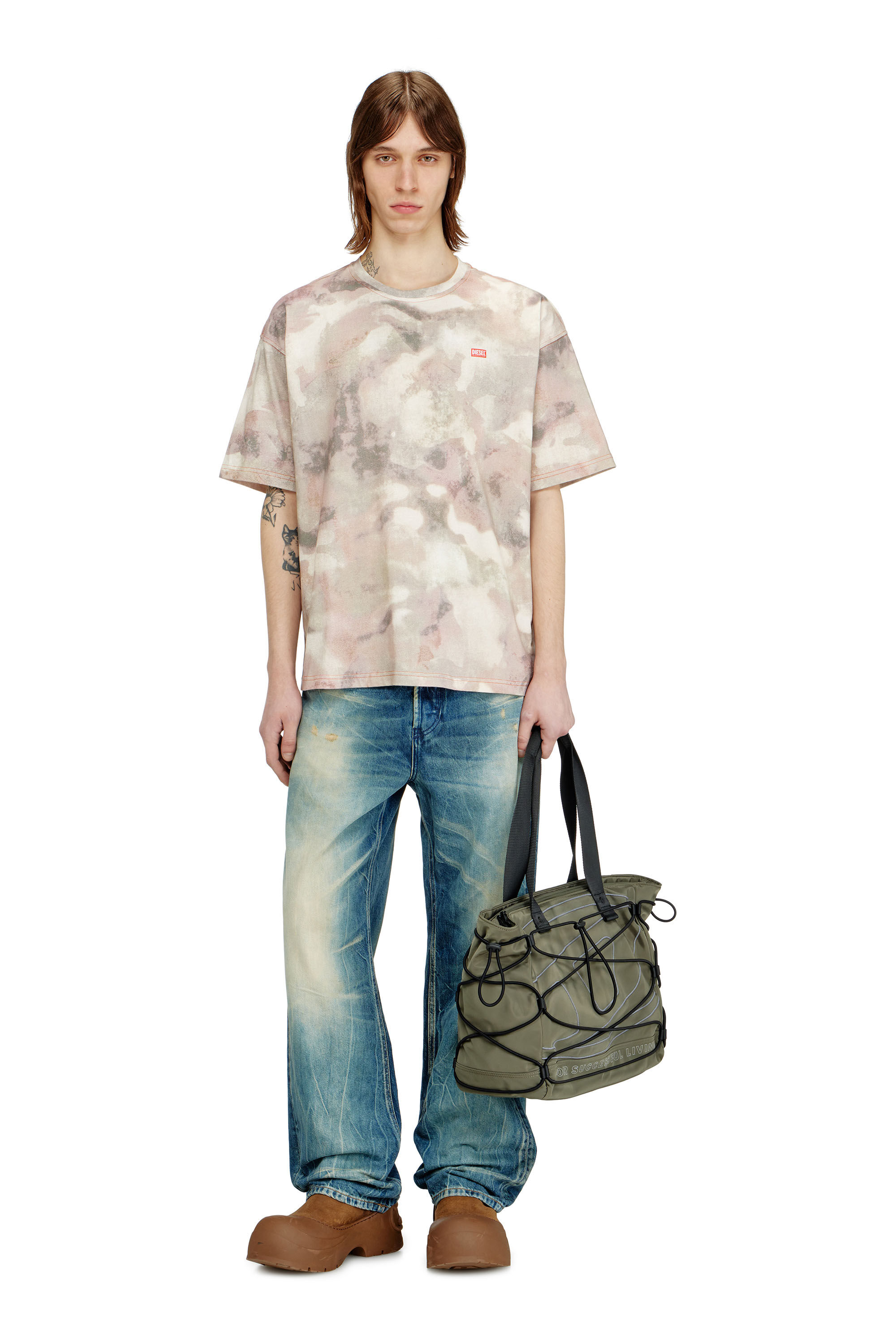 Diesel - T-BOXT-V7, T-shirt in cotone pesante con stampa camouflage Uomo in Multicolor - 1