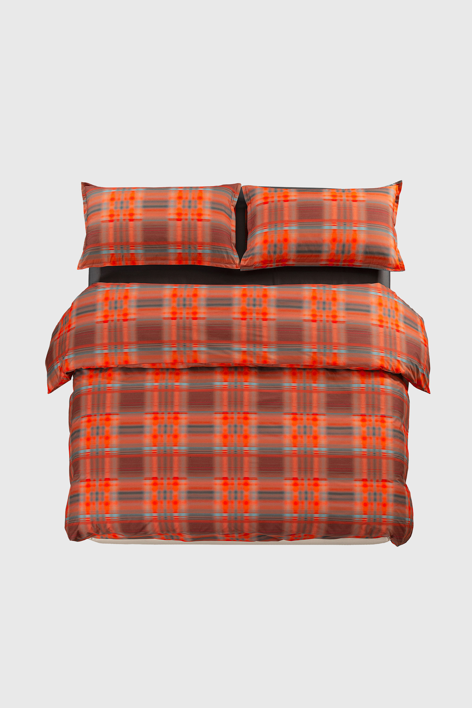 Diesel - 1016333  HAZY TARTAN DUVET COVER SET FOR, Parure copripiumino in percalle per letto queen size Unisex in Arancione - 1