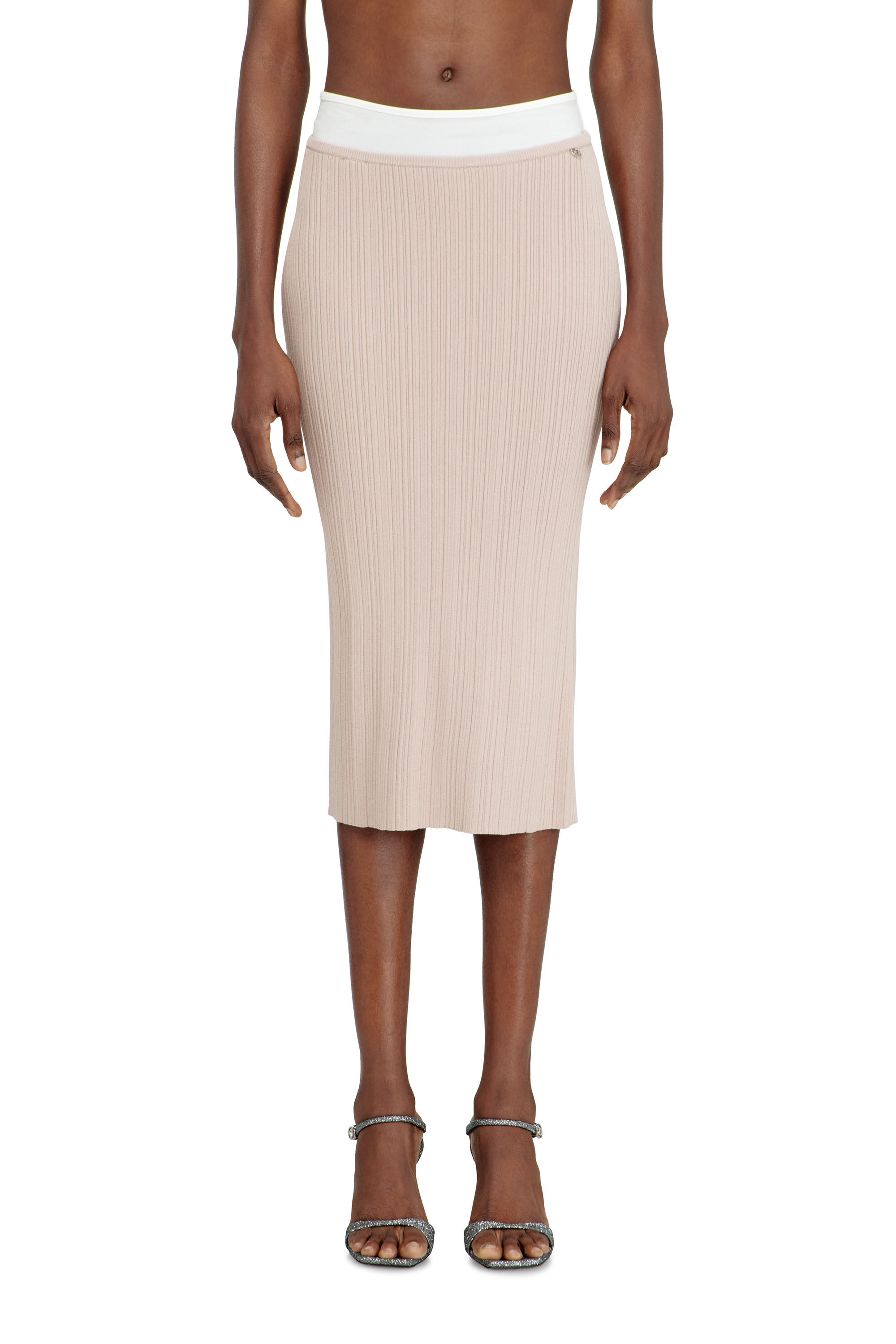 Diesel - M-ZINIA, Gonna a costine con cintura a contrasto Donna in Rosa - 3