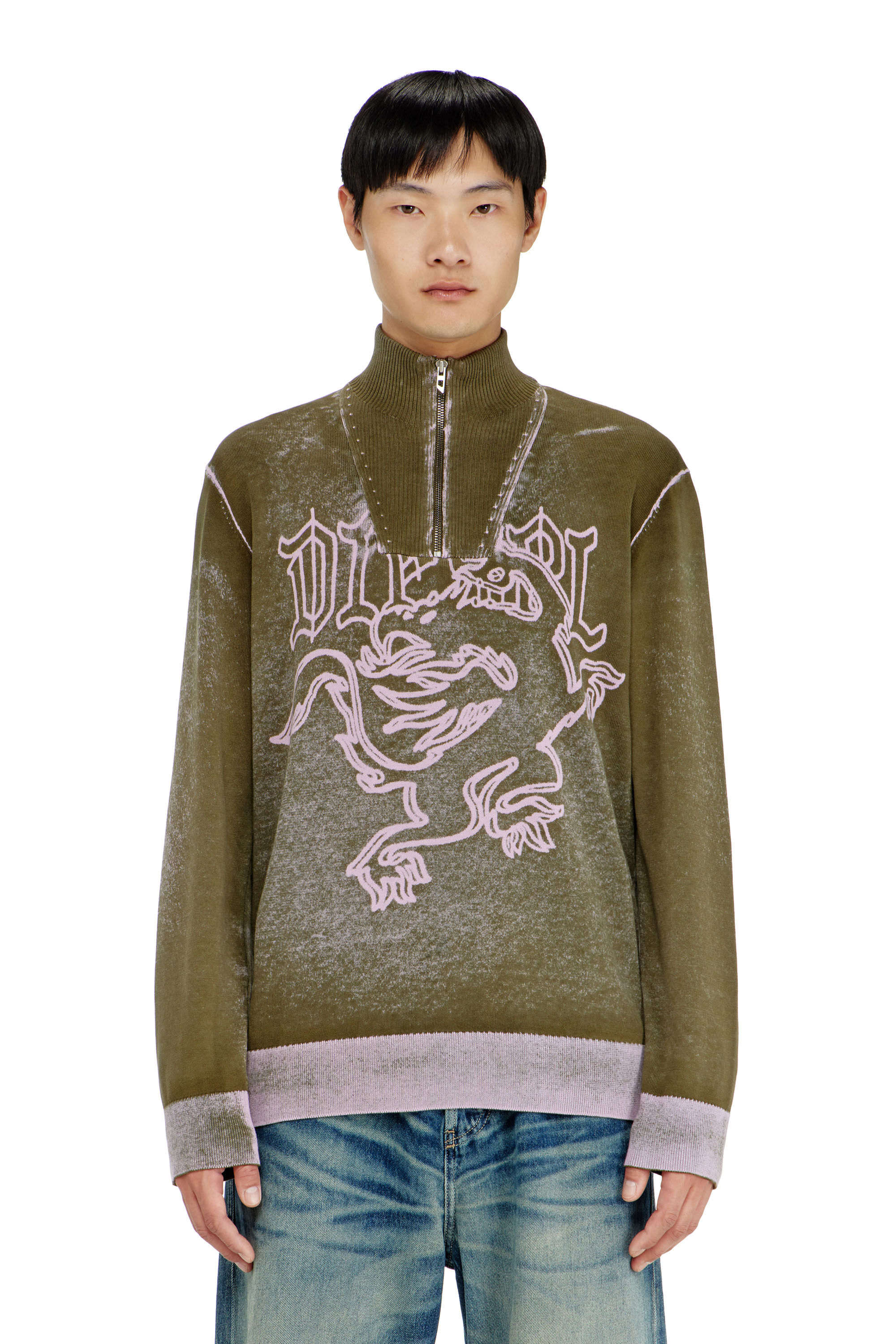 Diesel - K-LAUTARE, Maglia half-zip lavorata con motivo grifone Uomo in ToBeDefined - 3