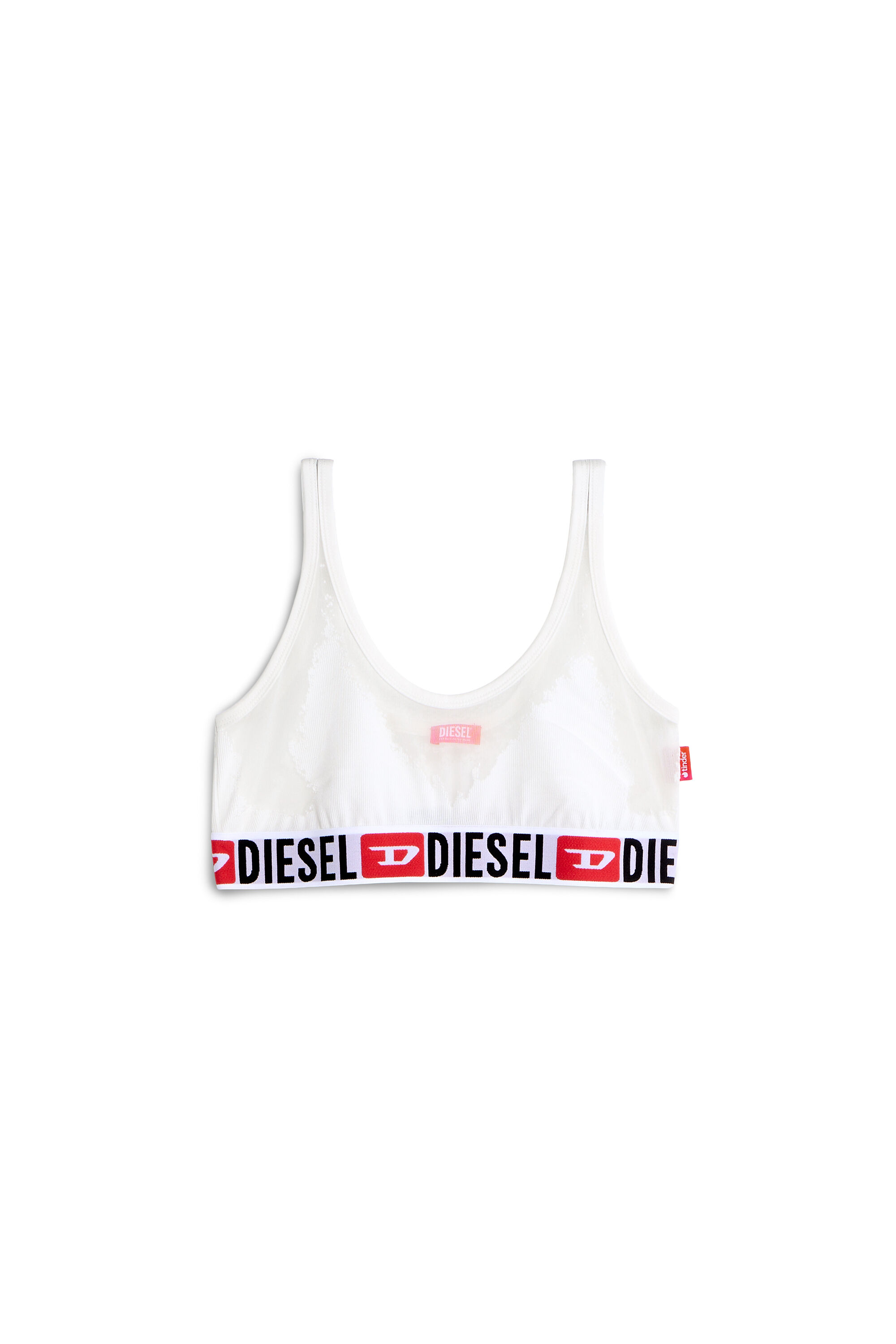 Diesel - PR-ORIBA-D-CORE, Bralette con effetto devor&eacute; trasparente Donna in Bianco - 2