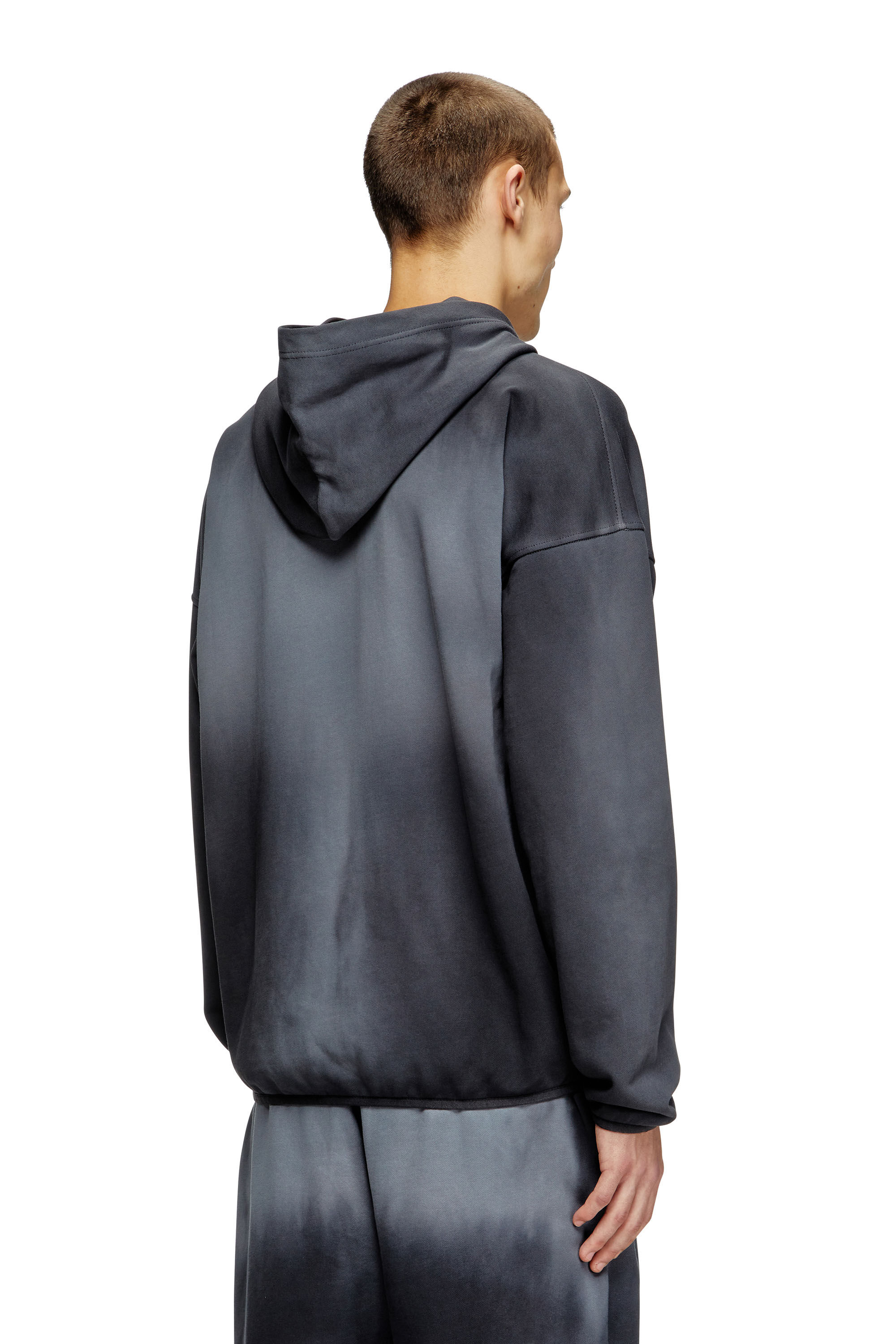 Diesel - S-EE-T1, Hoodie sfumato con micro logo Uomo in Nero - 4