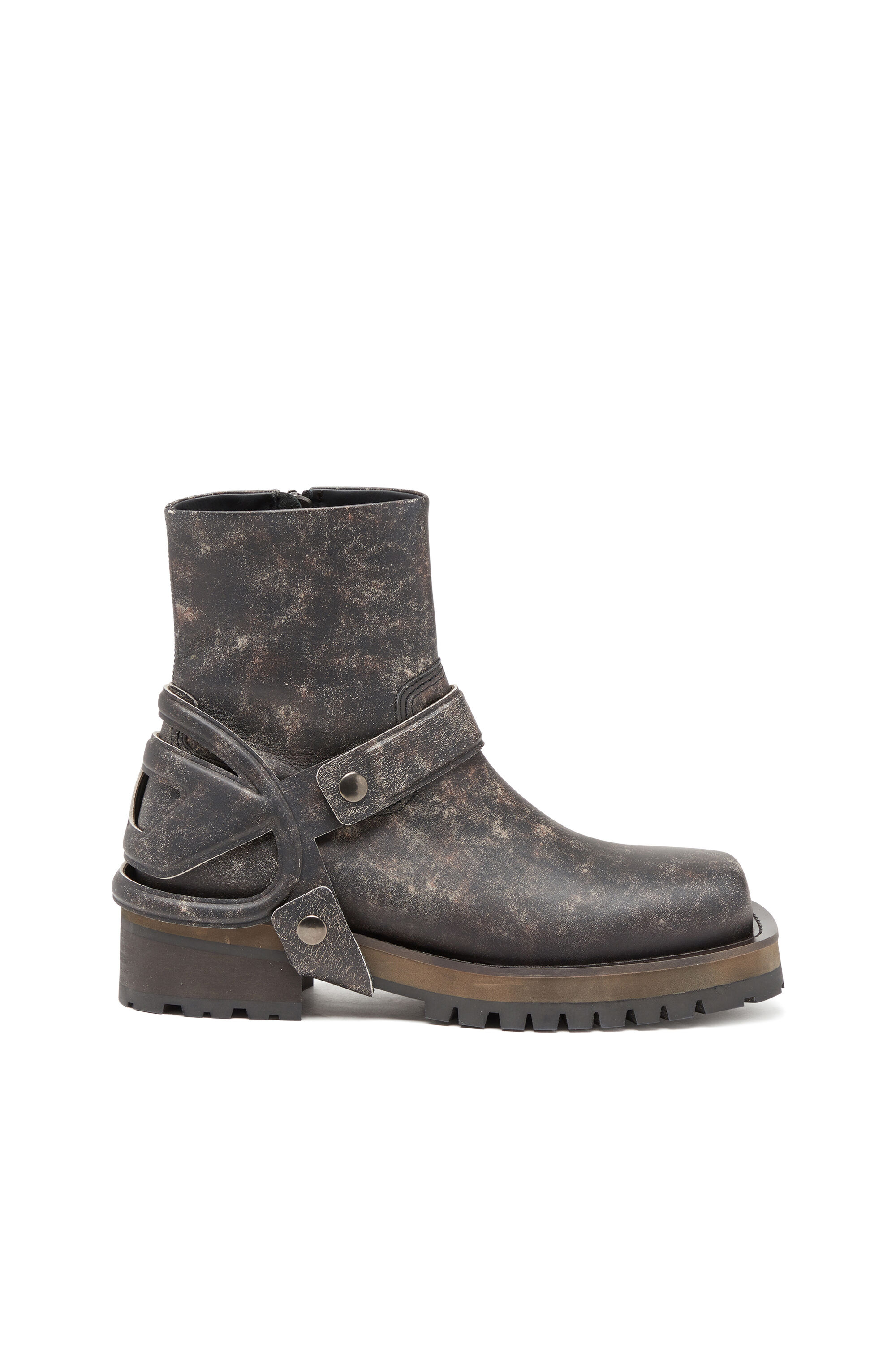 D Texan Stivali con cinturino in pelle distressed Uomo Marrone Diesel
