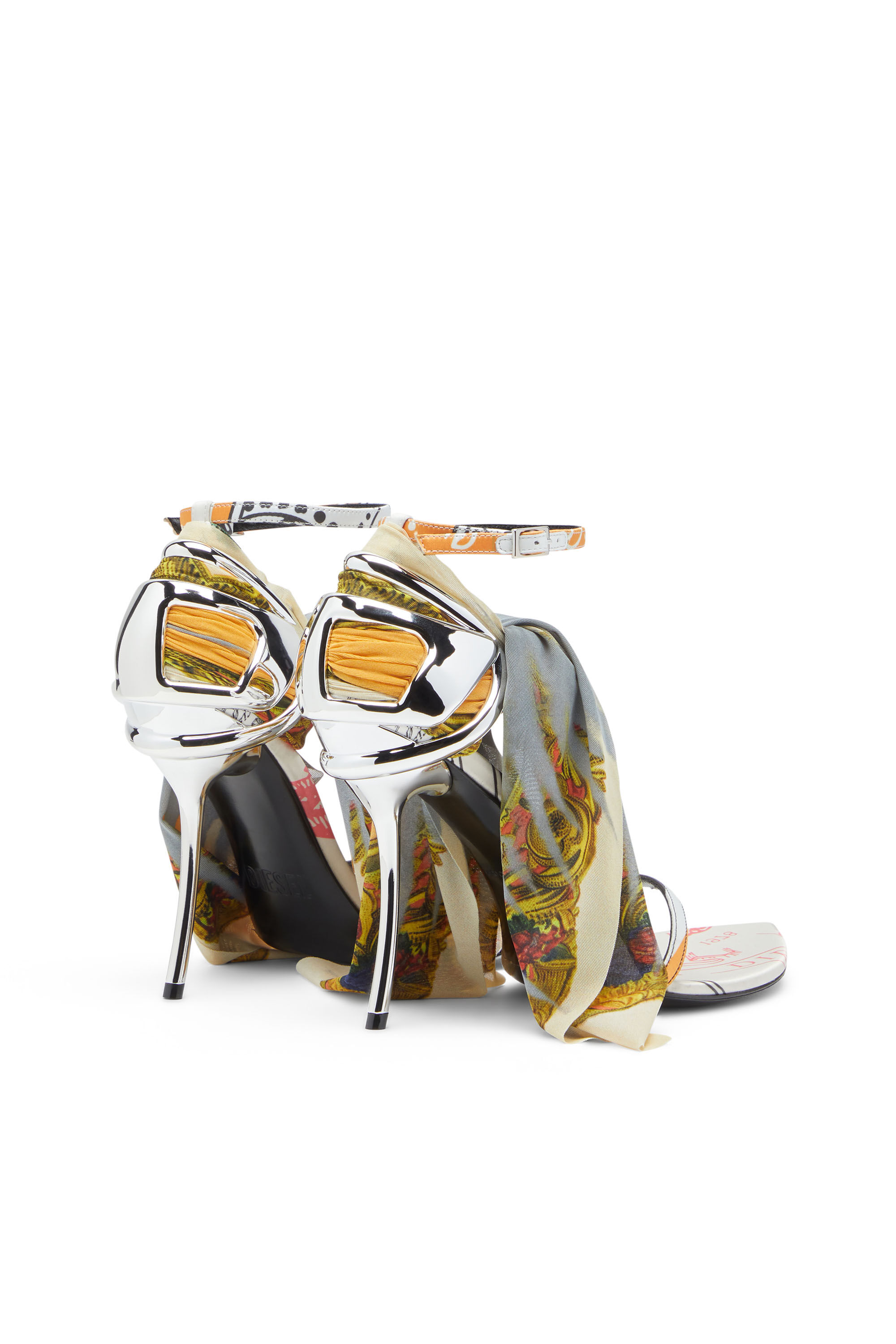 Diesel - D-TEN&HALF SDL BANDANA, D-Ten&Half-Sandalo bandana a stiletto in raso Donna in Multicolor - 3