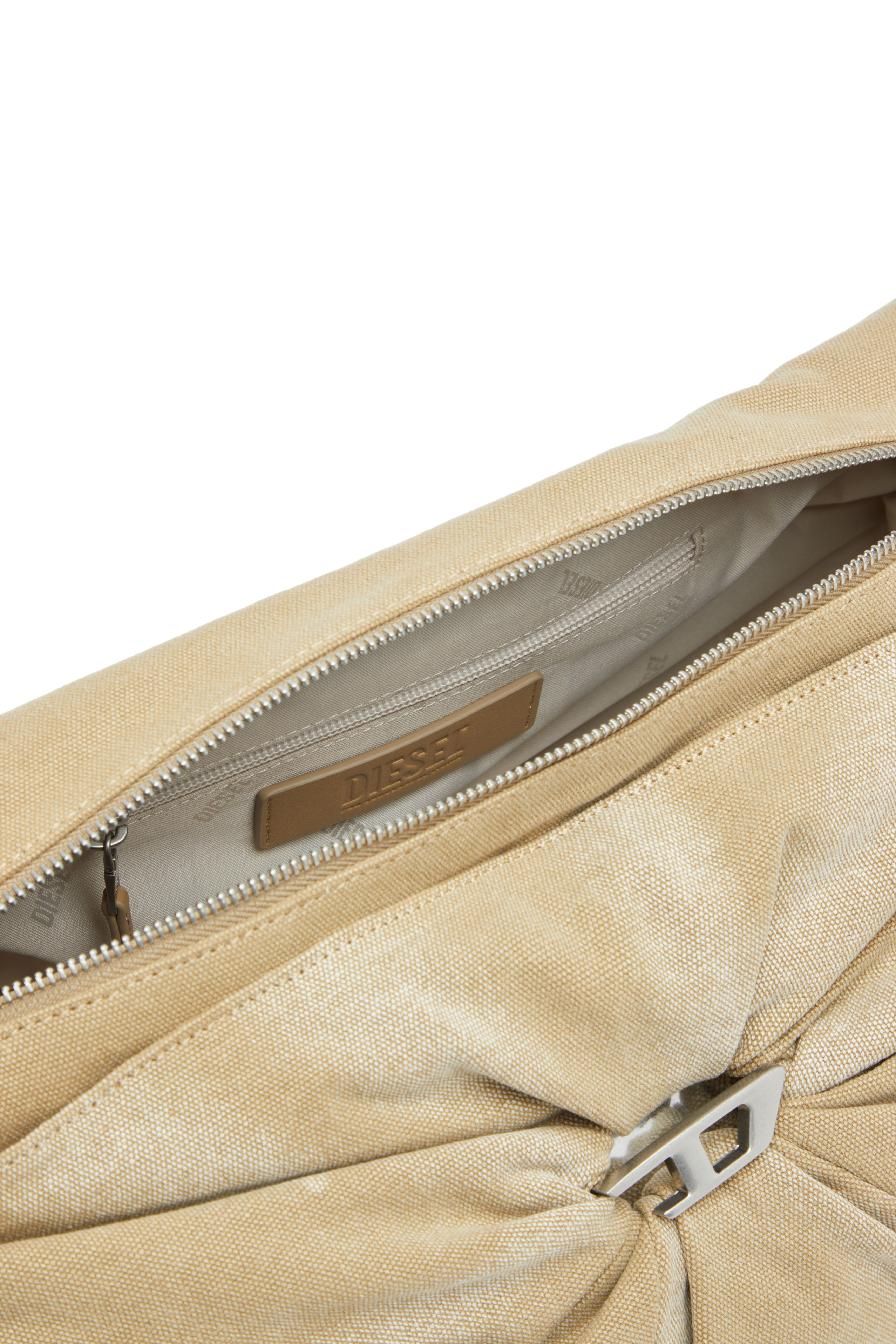 Diesel - SCRUNCH-D CROSSBODY L, Scrunch-D L-Borsa arricciata in tela trattata Donna in Beige - 5