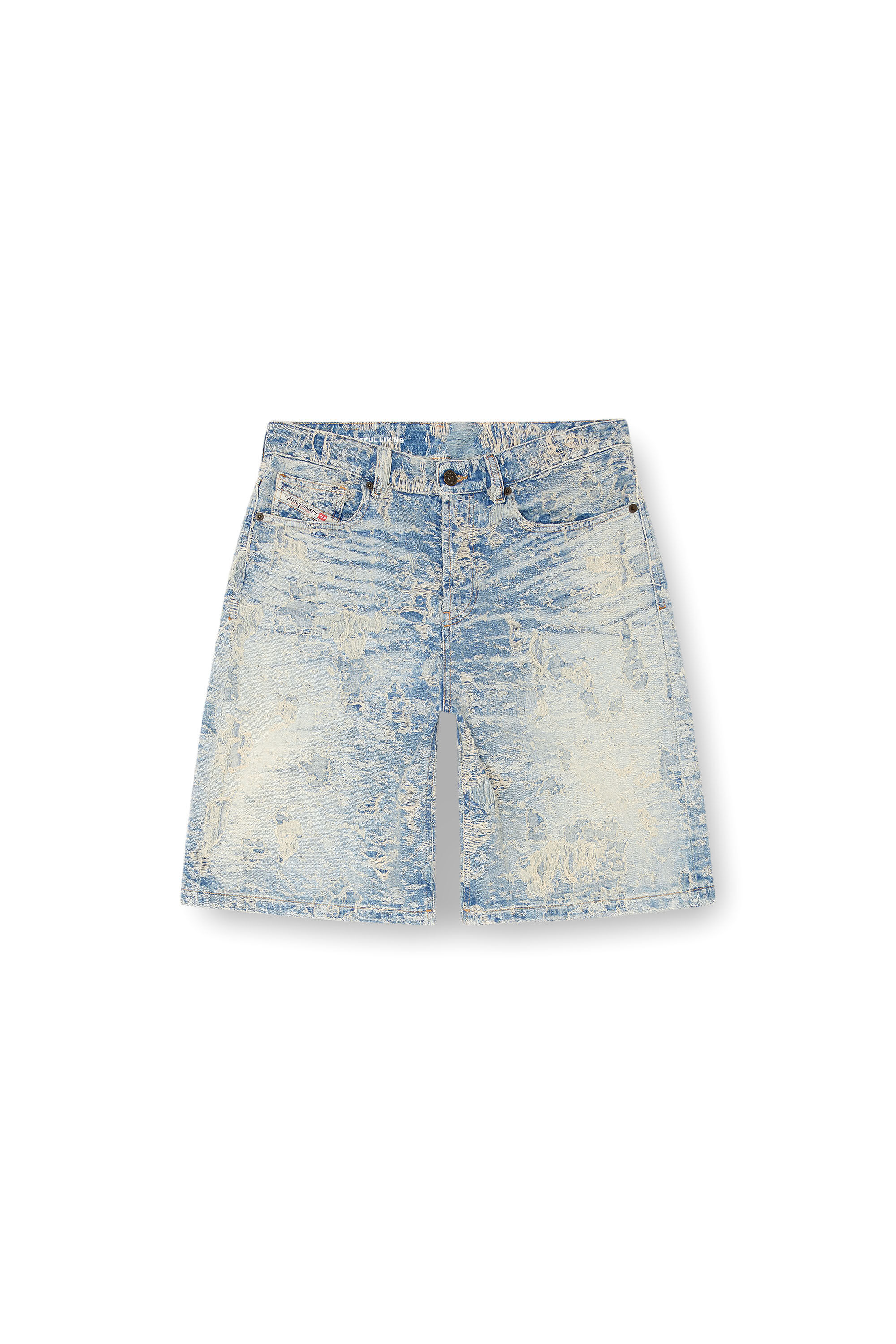 Diesel - DE-SIRE-SHORT-FSF, Short in denim jacquard effetto dirty Donna in Blu - 2