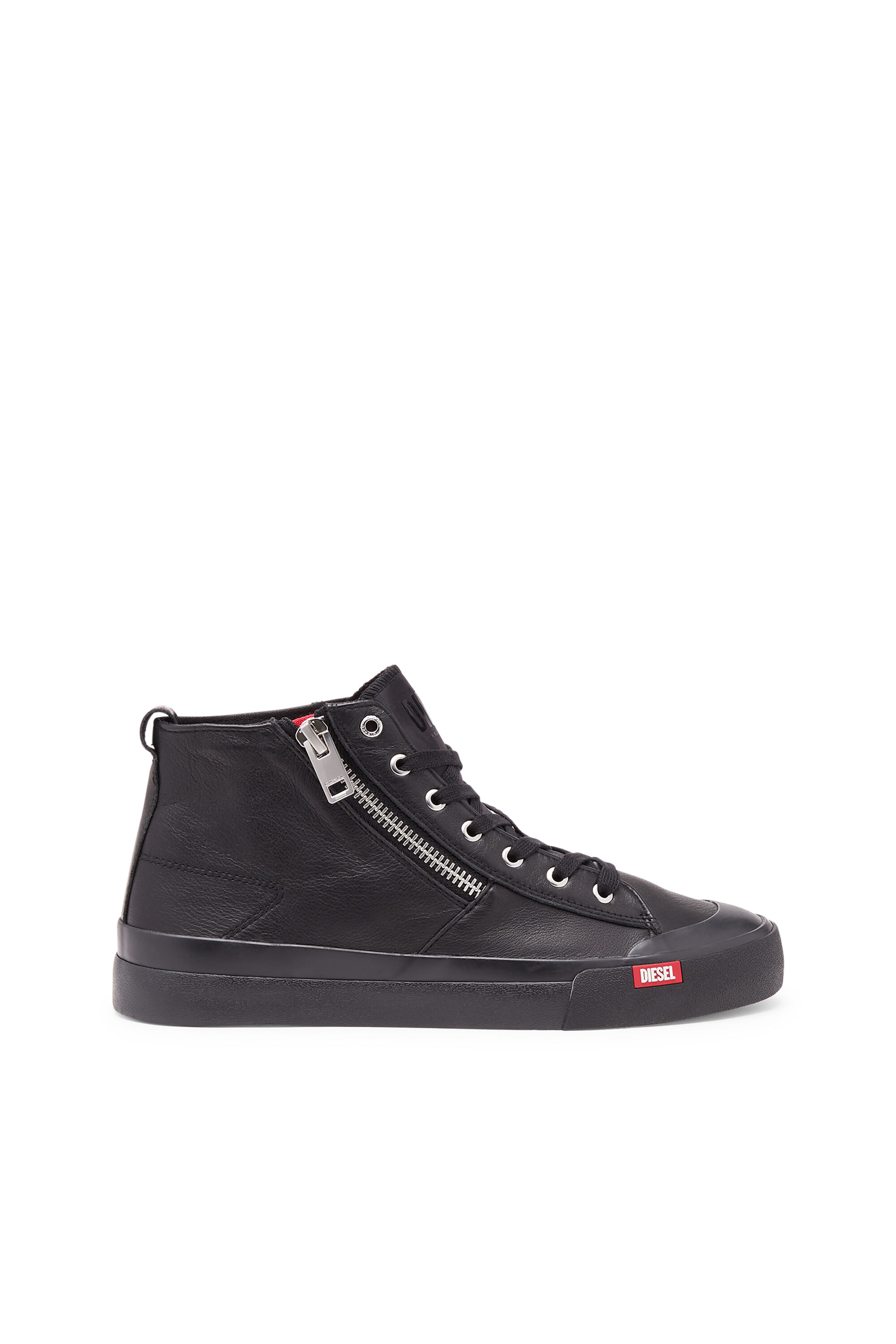 S Athos Zip Sneaker high top in pelle premium Uomo Nero Diesel