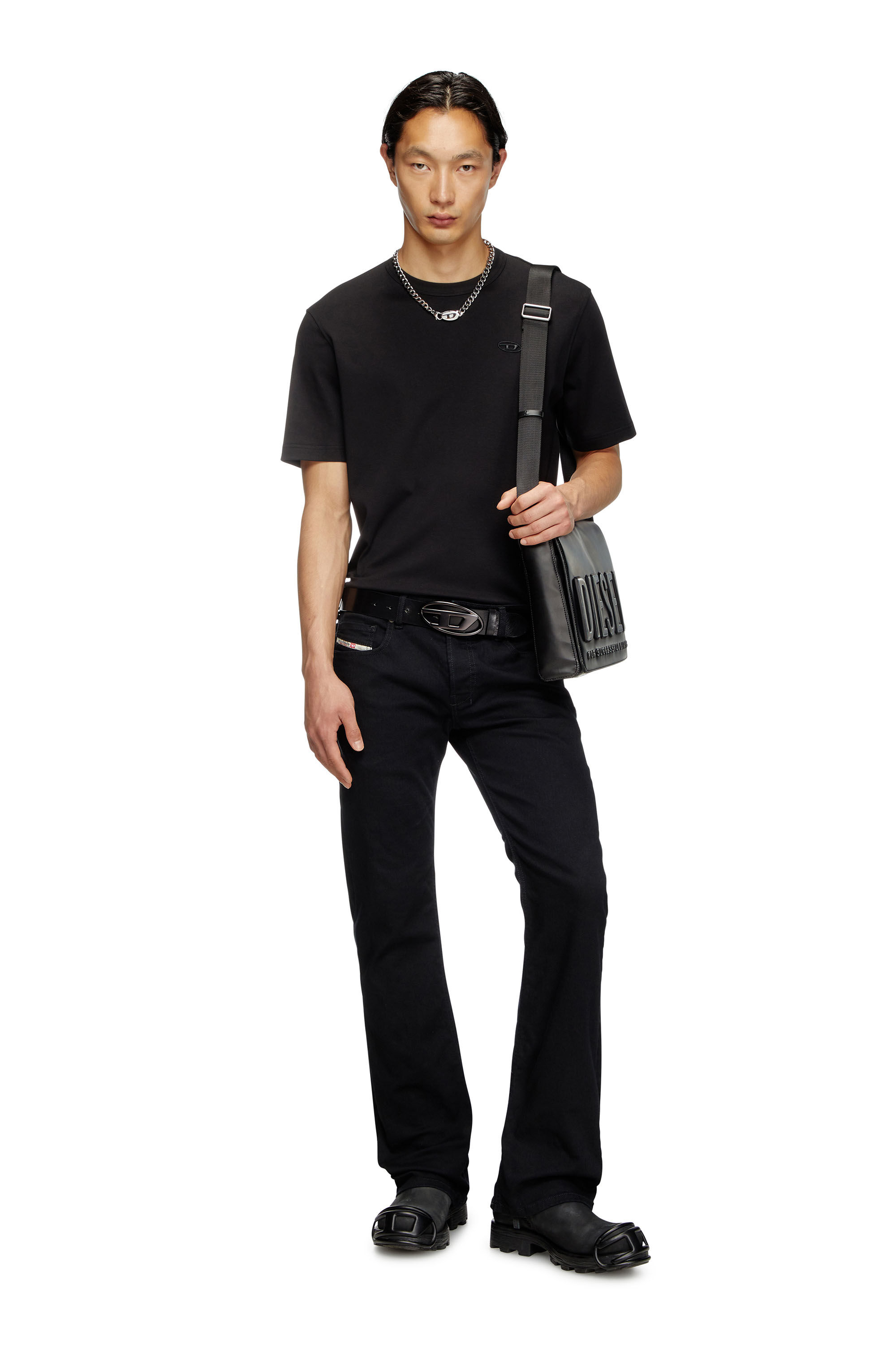 T-shirt con logo ricamato in tono Uomo | Nero | Diesel