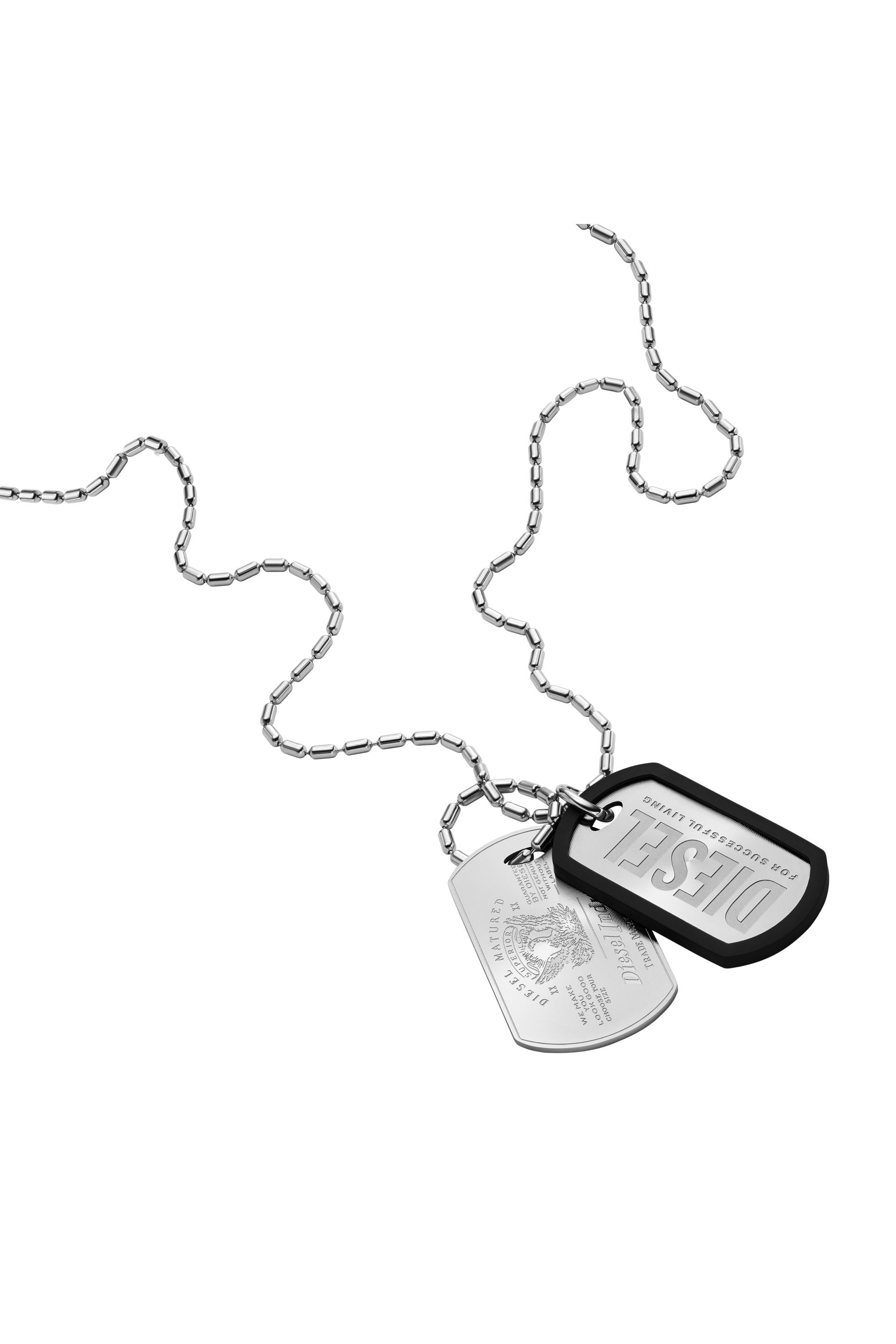 Women s Stainless Steel Dog Tag Necklace Silver Diesel