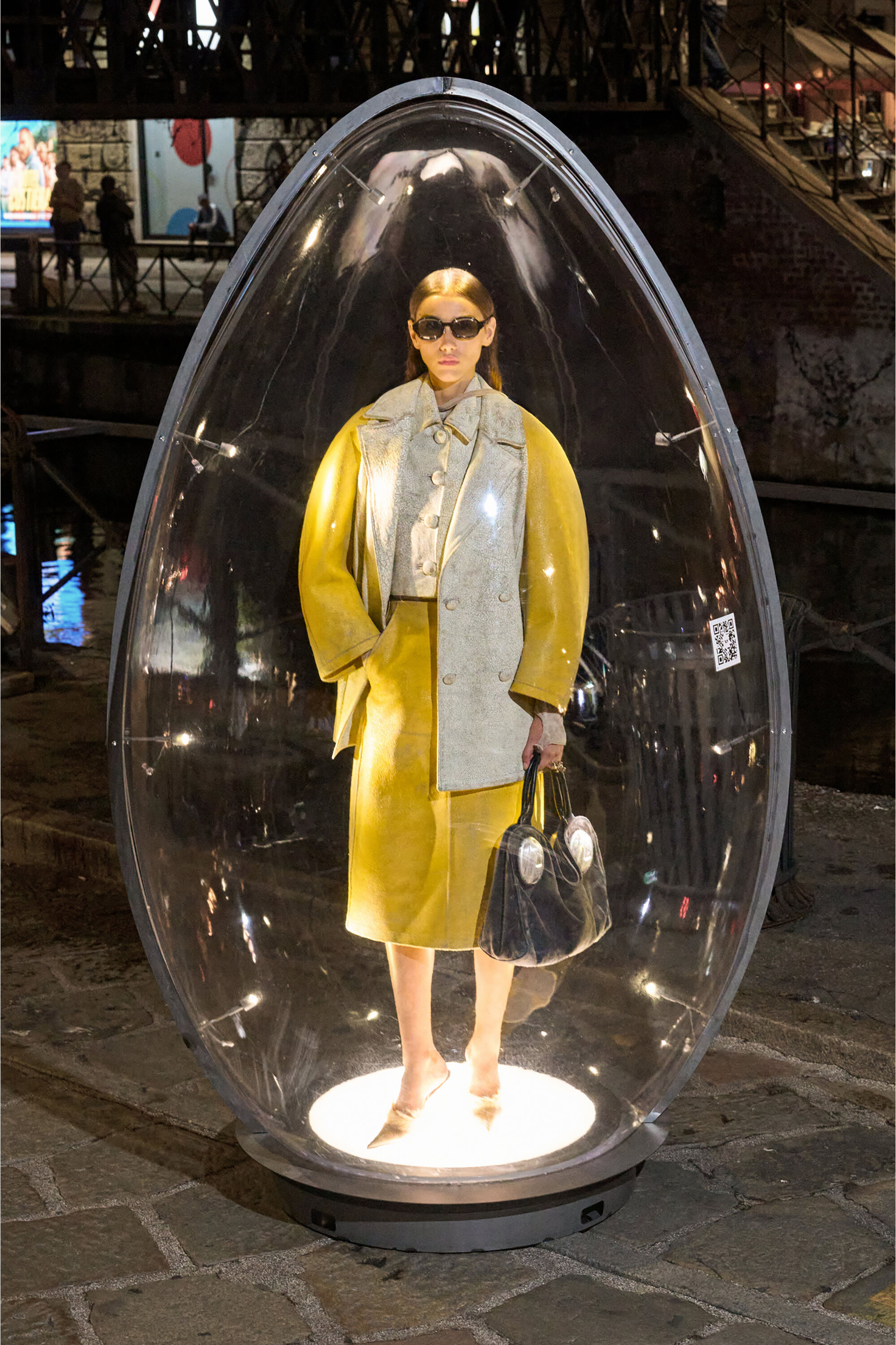 Diesel - L-ERINA, Gonna pencil midi in pelle craquel&eacute; Donna in Giallo - 6