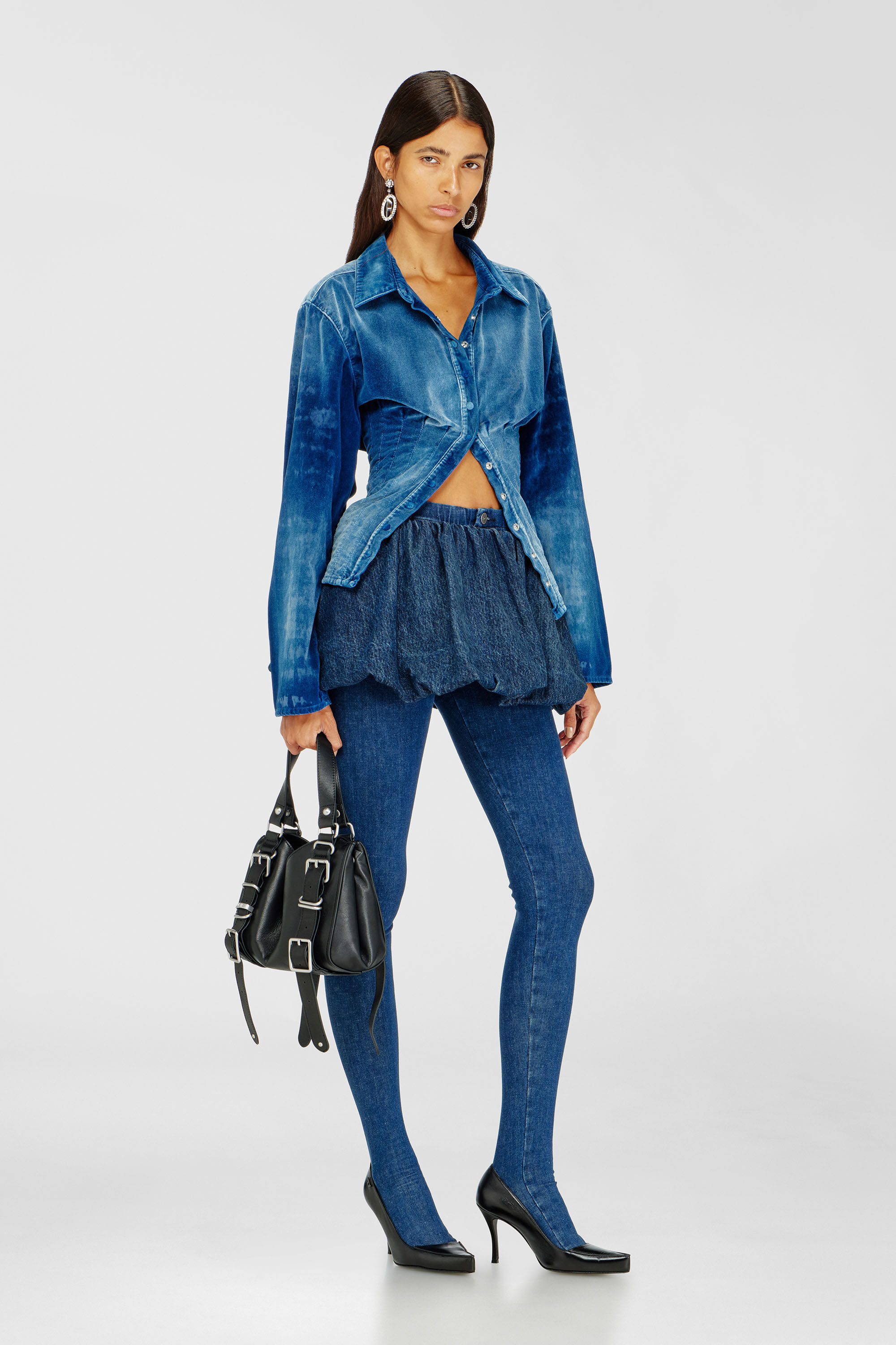 Diesel - DE-MUJ-FSJ2, Gonna corta a palloncino in denim Donna in Blu - 1