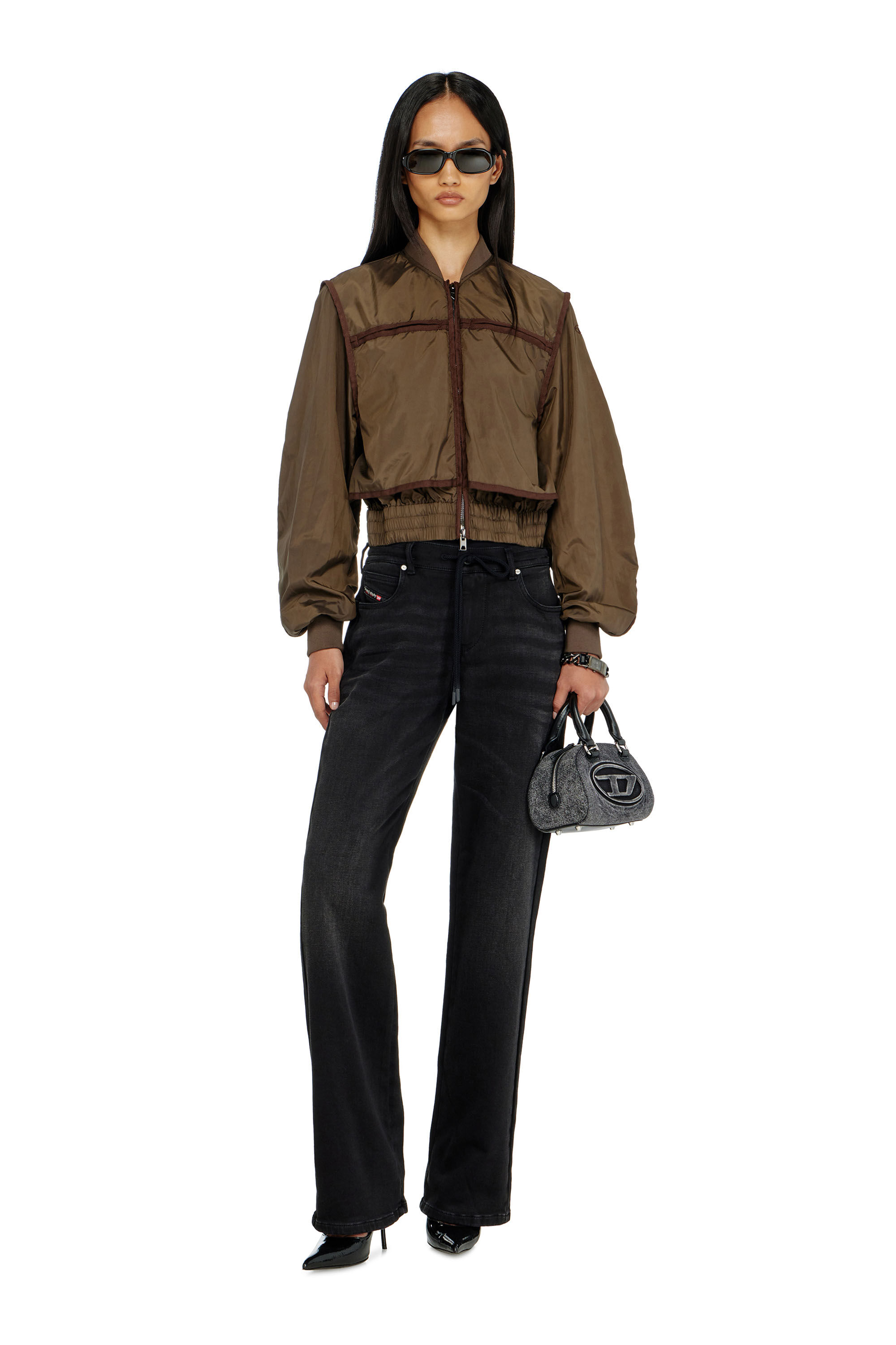 Diesel - Regular 2071 D-Meel Joggjeans&reg; 09P90 Donna, Nero/Grigio scuro - Image 1