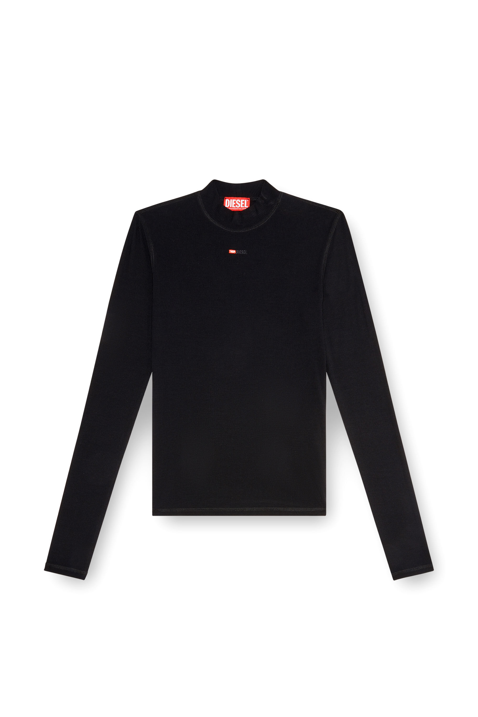 ワンピース Diesel Mini Abito A Collo Alto Con Logo Abito dolcevita a coste Donna | Nero | Diesel
