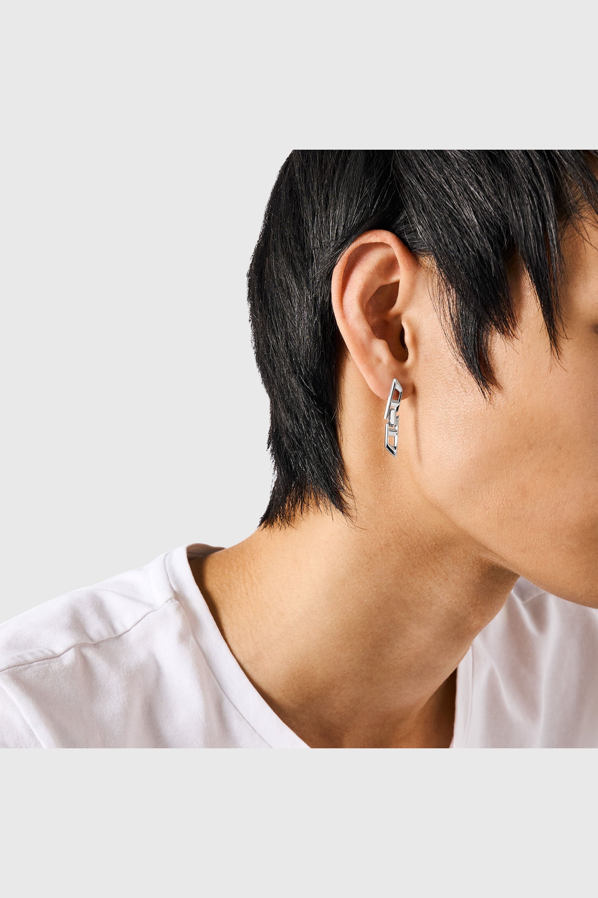 Diesel - DL1348040 STERLING SILVER JEWEL, Orecchino pendente D Logo in argento sterling Unisex in Argento - 3