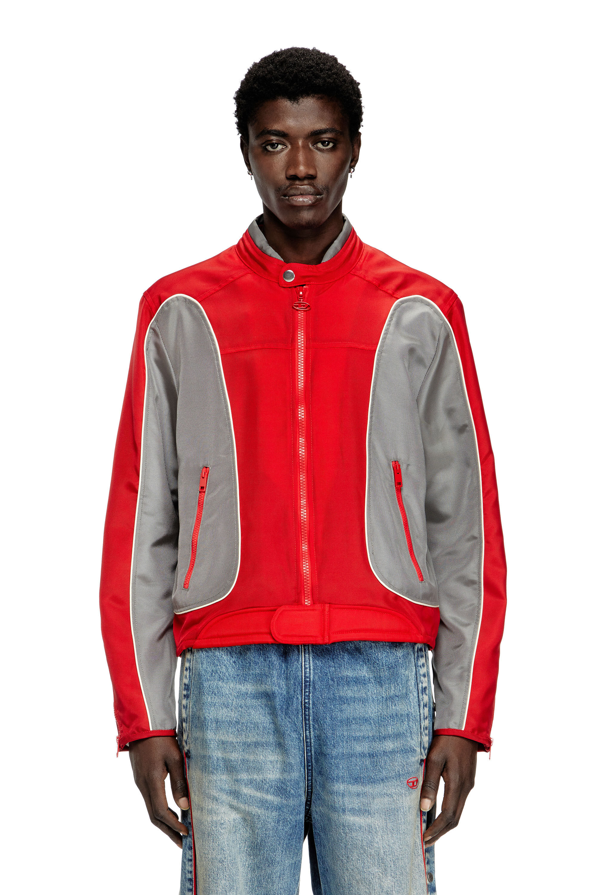 Diesel - J-BLINK-A, Giacca biker color block con piping Uomo in Multicolor - 3