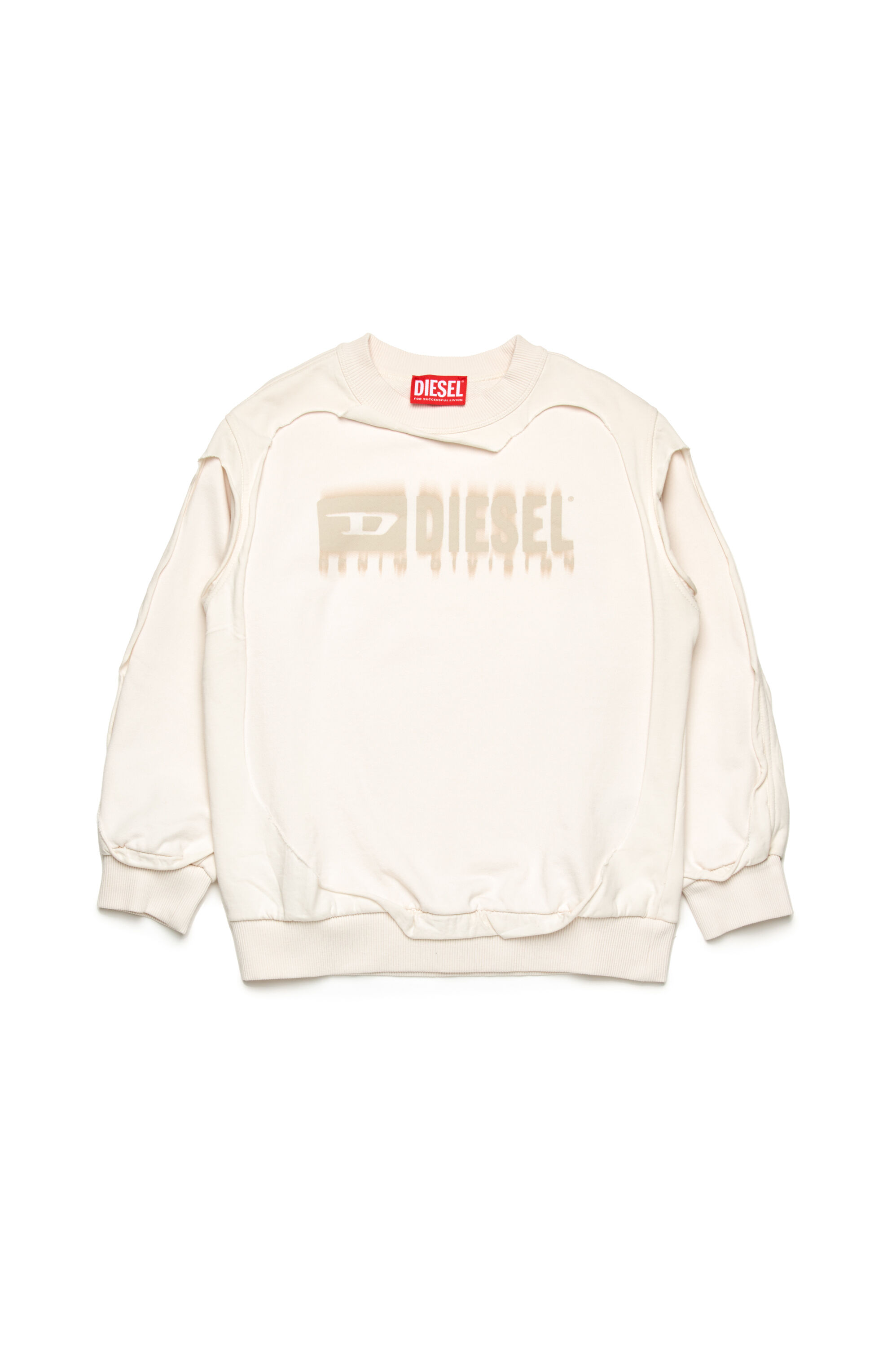 Diesel - SBOXTDBL OVER, Felpa effetto peel-off con logo dégradé Uomo in Bianco - 1