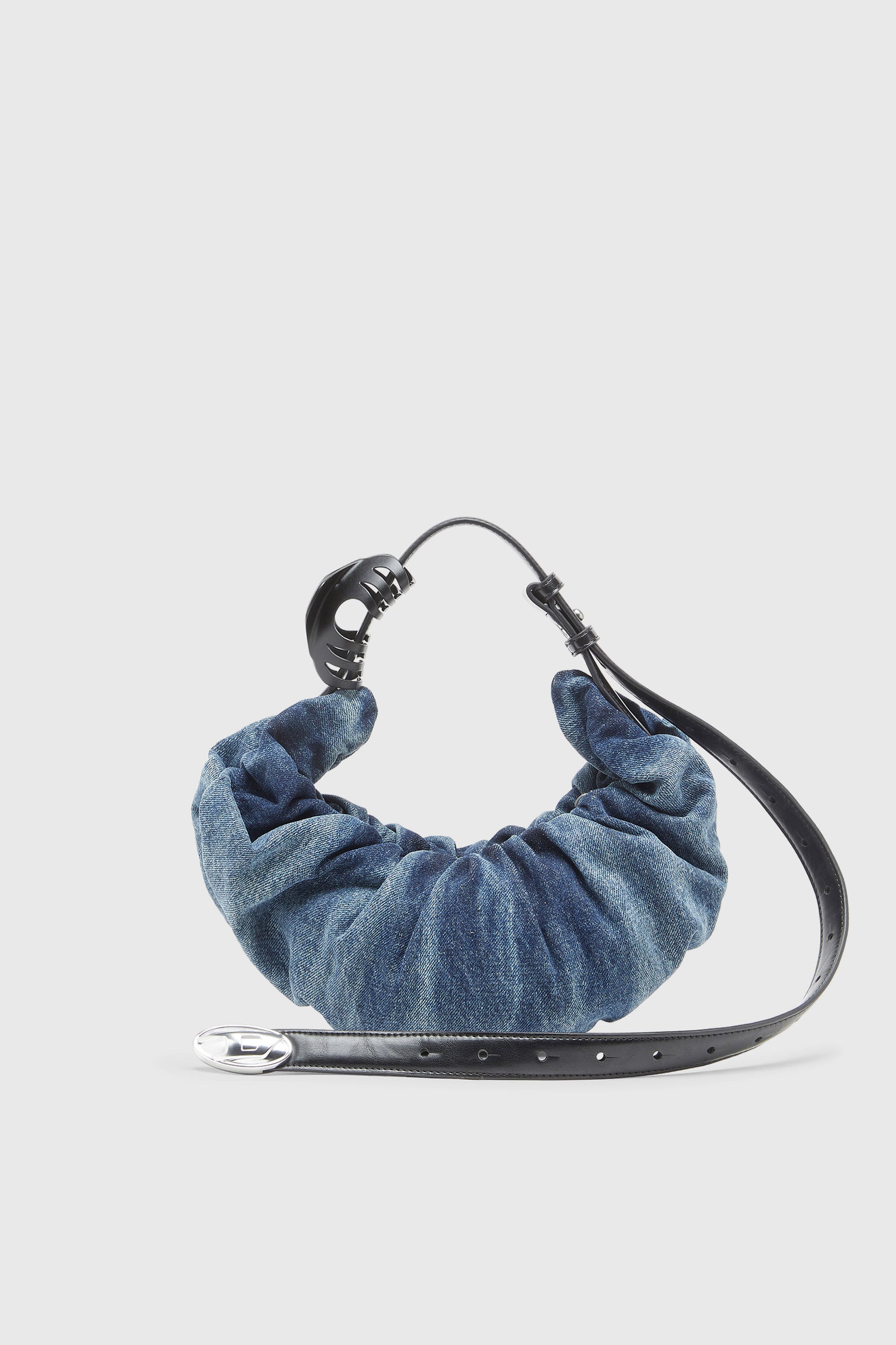 Diesel - GRAB-D HOBO S, Grab-D-Borsa hobo piccola arricciata in denim trattato Donna in Blu - 2