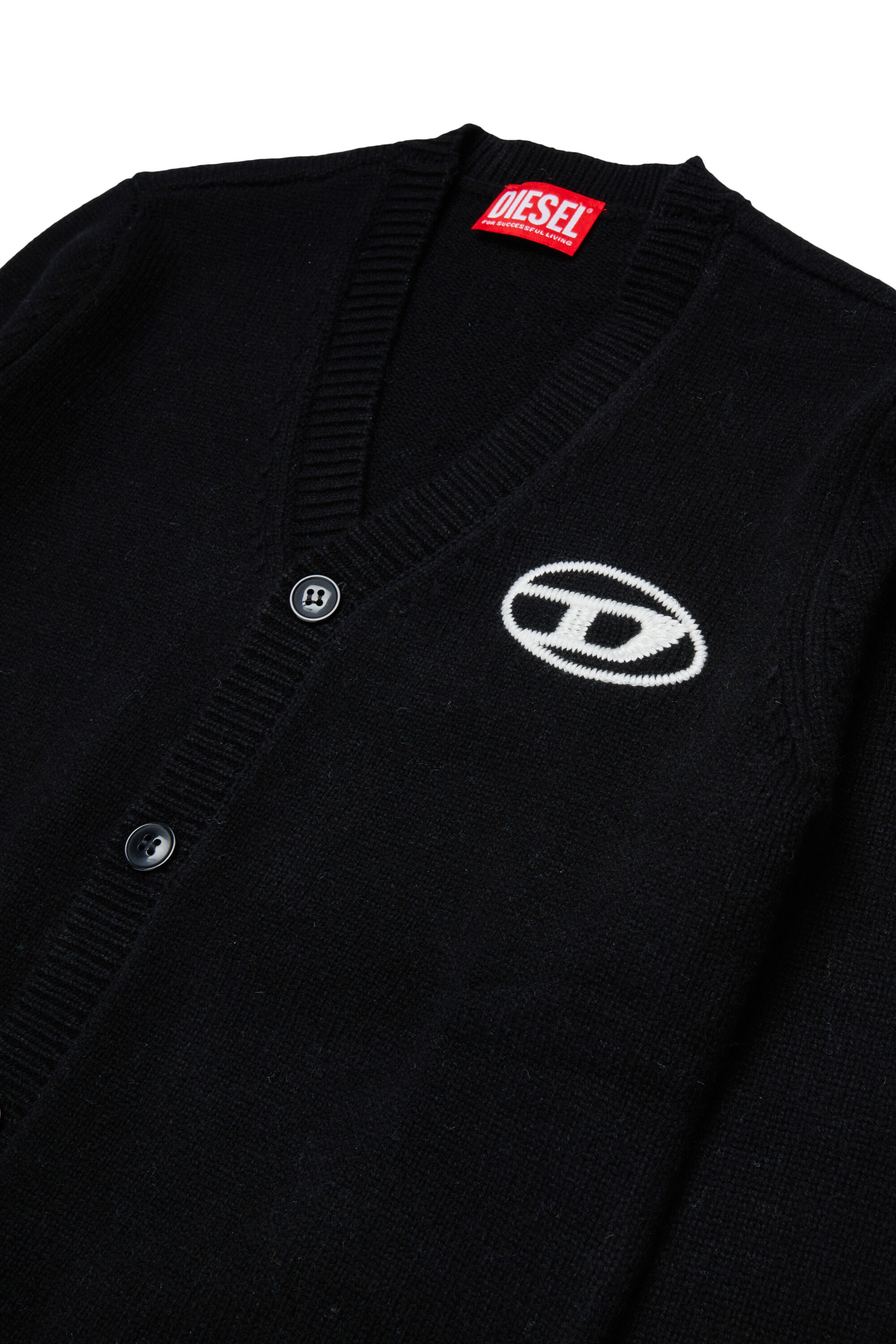 Diesel - KLABO CARDIGAN OVER, Cardigan in cachemire con logo Oval D Uomo in Nero - 3