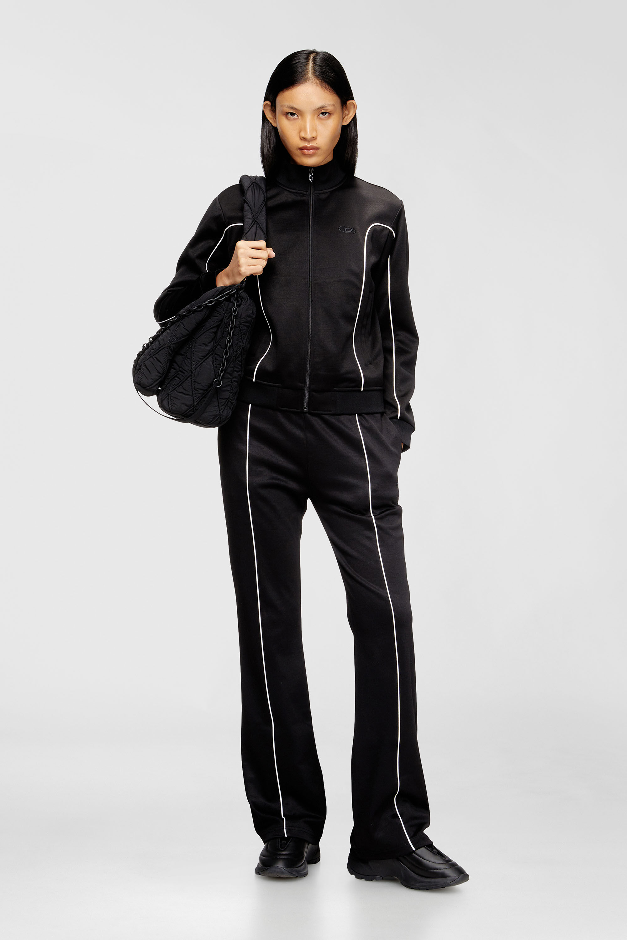 Diesel - F-LOCKING-OD, Felpa-giacca con profili a contrasto Donna in Multicolor - 1