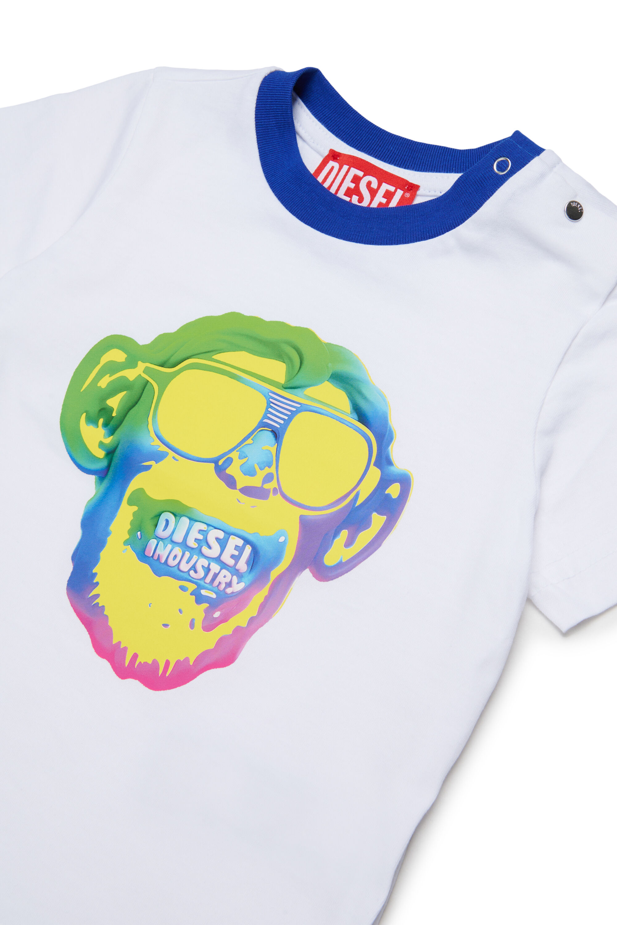 Diesel - TOKEYB, T-shirt in cotone con stampa scimmia Uomo in Bianco - 3