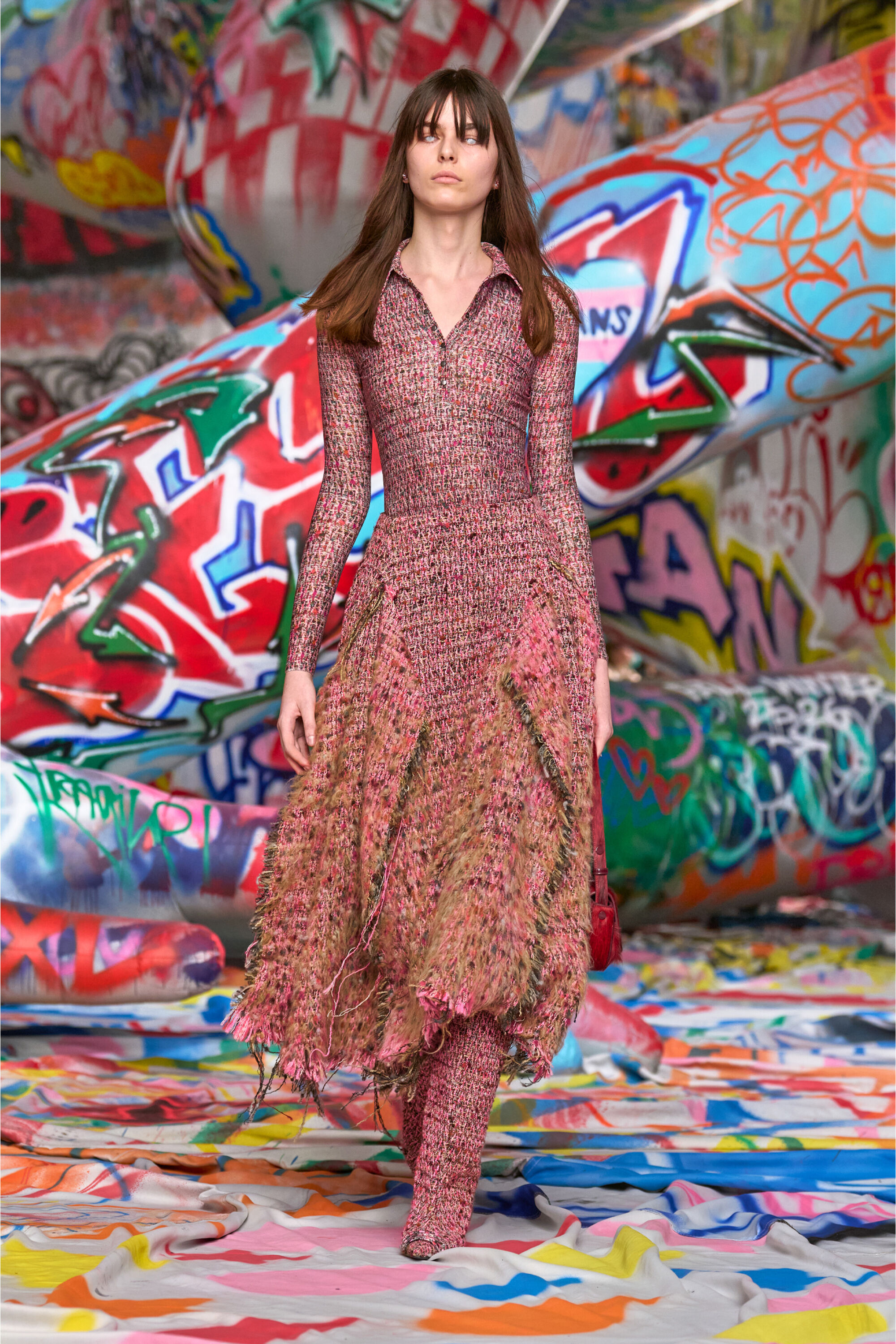 Diesel - O-RIELLA, Gonna in bouclé spazzolato con orlo frangiato Donna in Rosa - 6