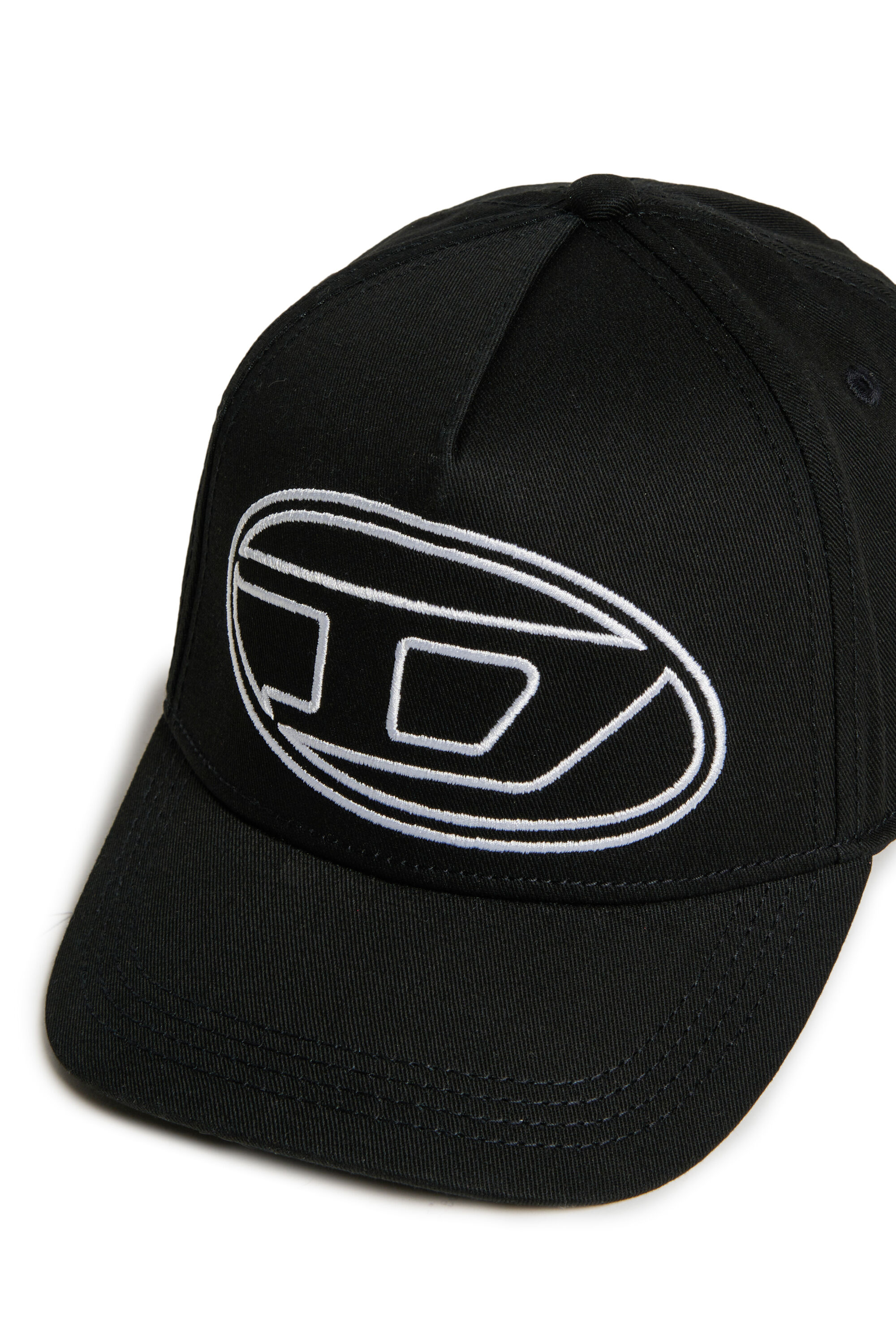 Diesel - FRENDIL, Berretto da baseball con ricamo Oval D Uomo in Nero - 3