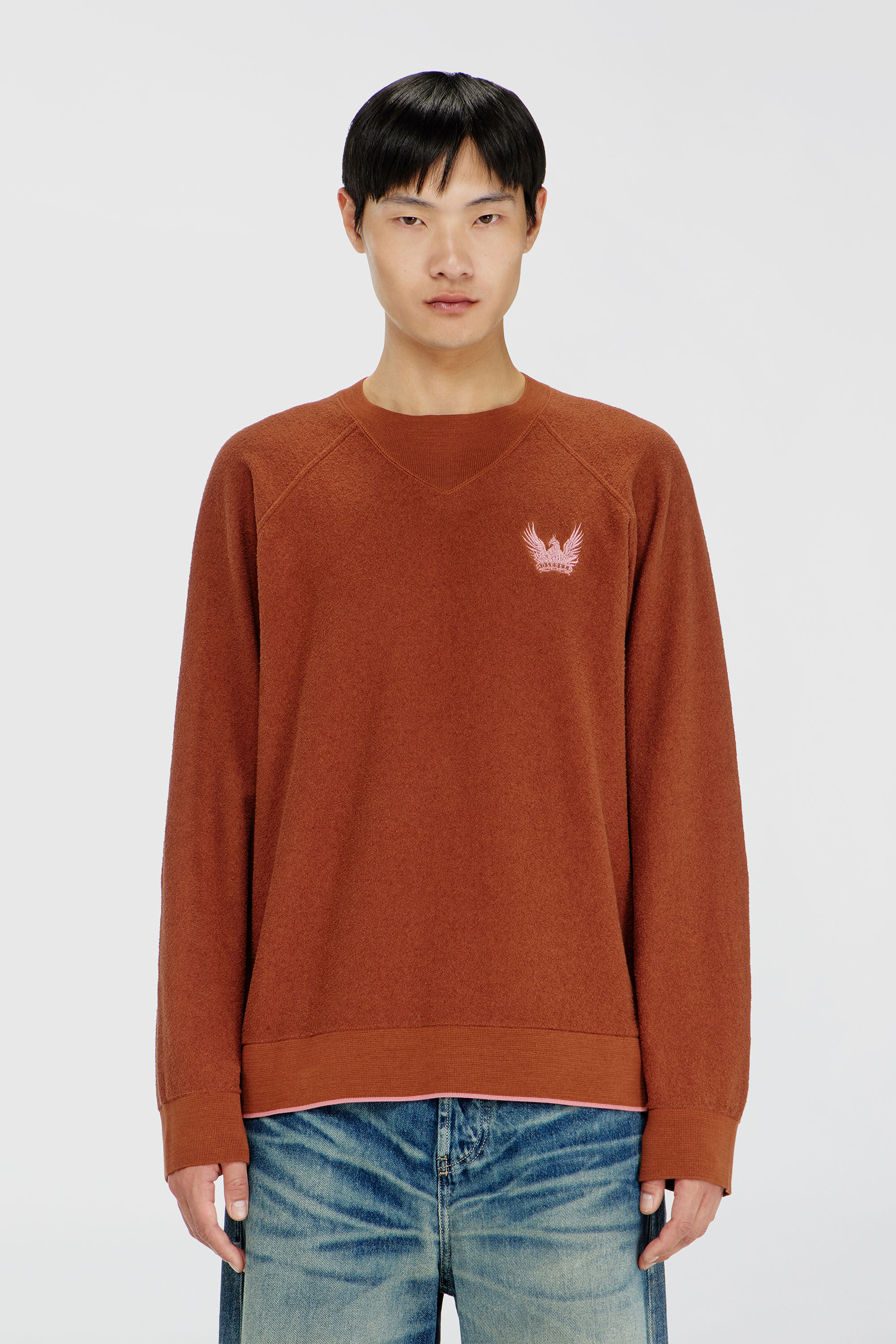 Diesel - K-RALFS, Maglione boucl&eacute; con ricamo Phoenix Uomo in Rosso - 3