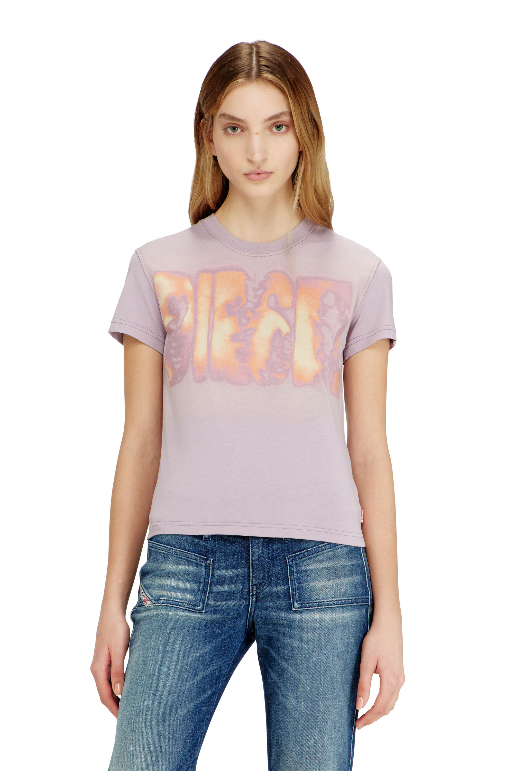 Diesel - T-ILA-AA3, T-shirt slim in jersey con stampa grafica Donna in ToBeDefined - 3