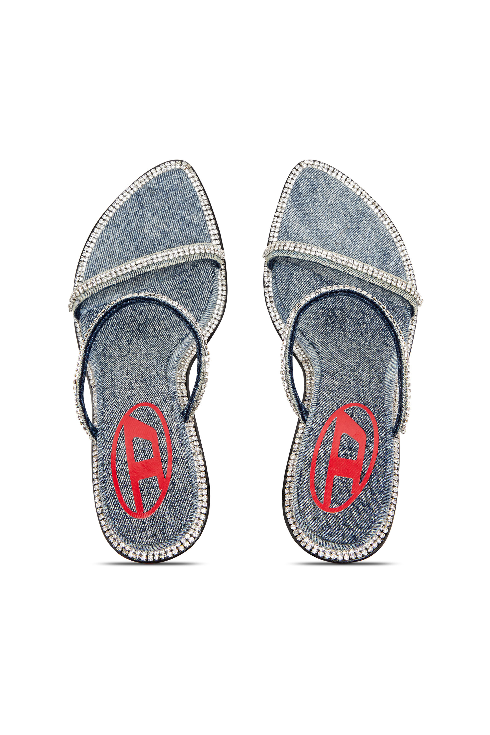 Diesel - D-HAVANNA SDL, D-Havanna-Mule a tacco alto in denim con cristalli Donna in Blu - 5