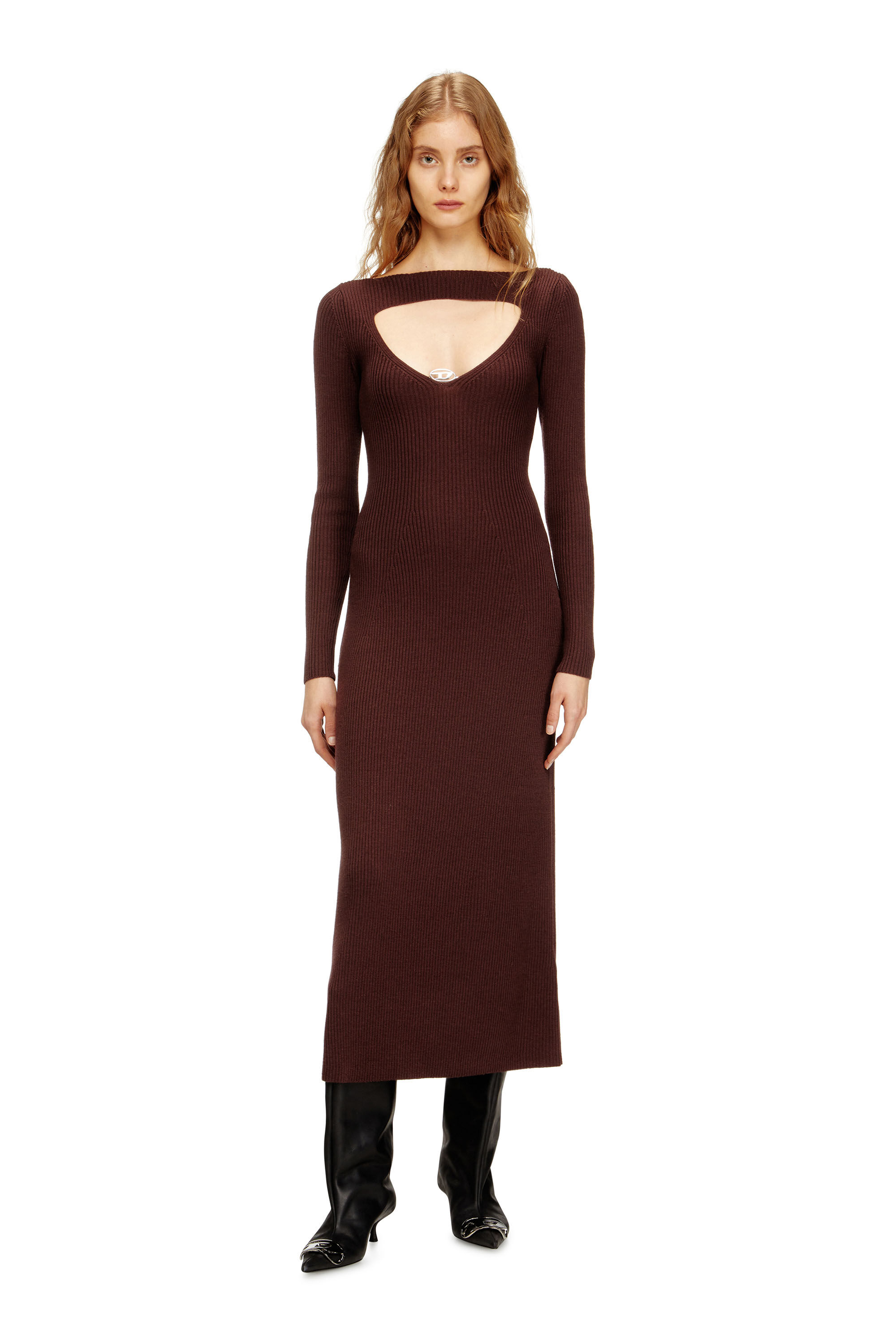Women's Midi wool dress with inlay | Red | Diesel