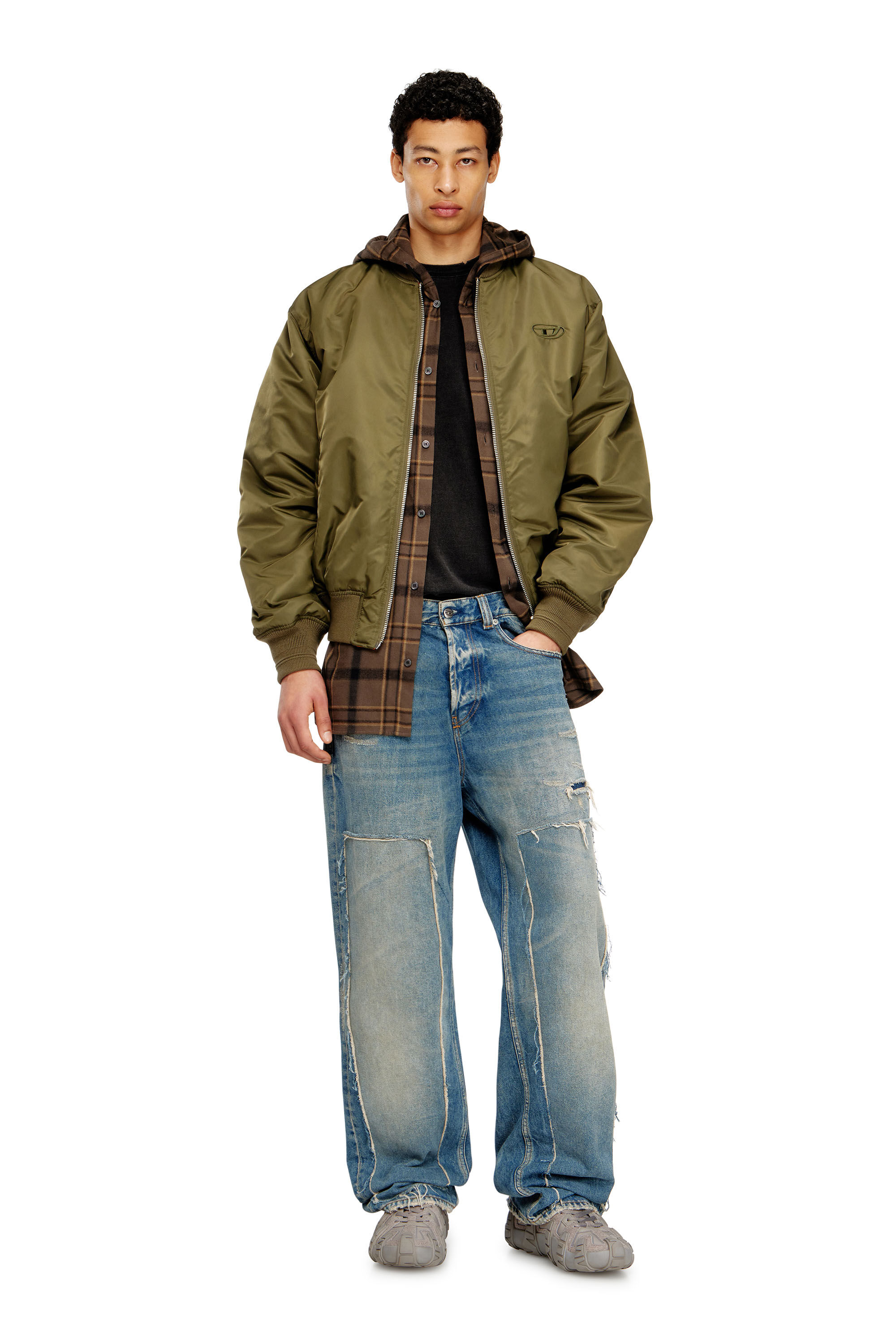 Diesel - W-TYPE-D1, Giacca bomber imbottita con ricamo Oval D Uomo in Multicolor - 1
