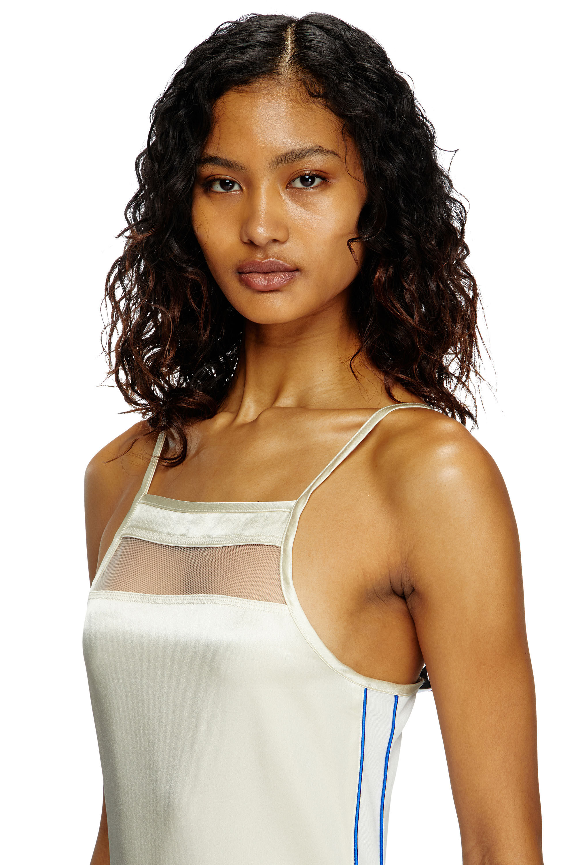 Diesel - D-AFFY, Abito corto in raso, maglia e tulle Donna in Bianco - 5