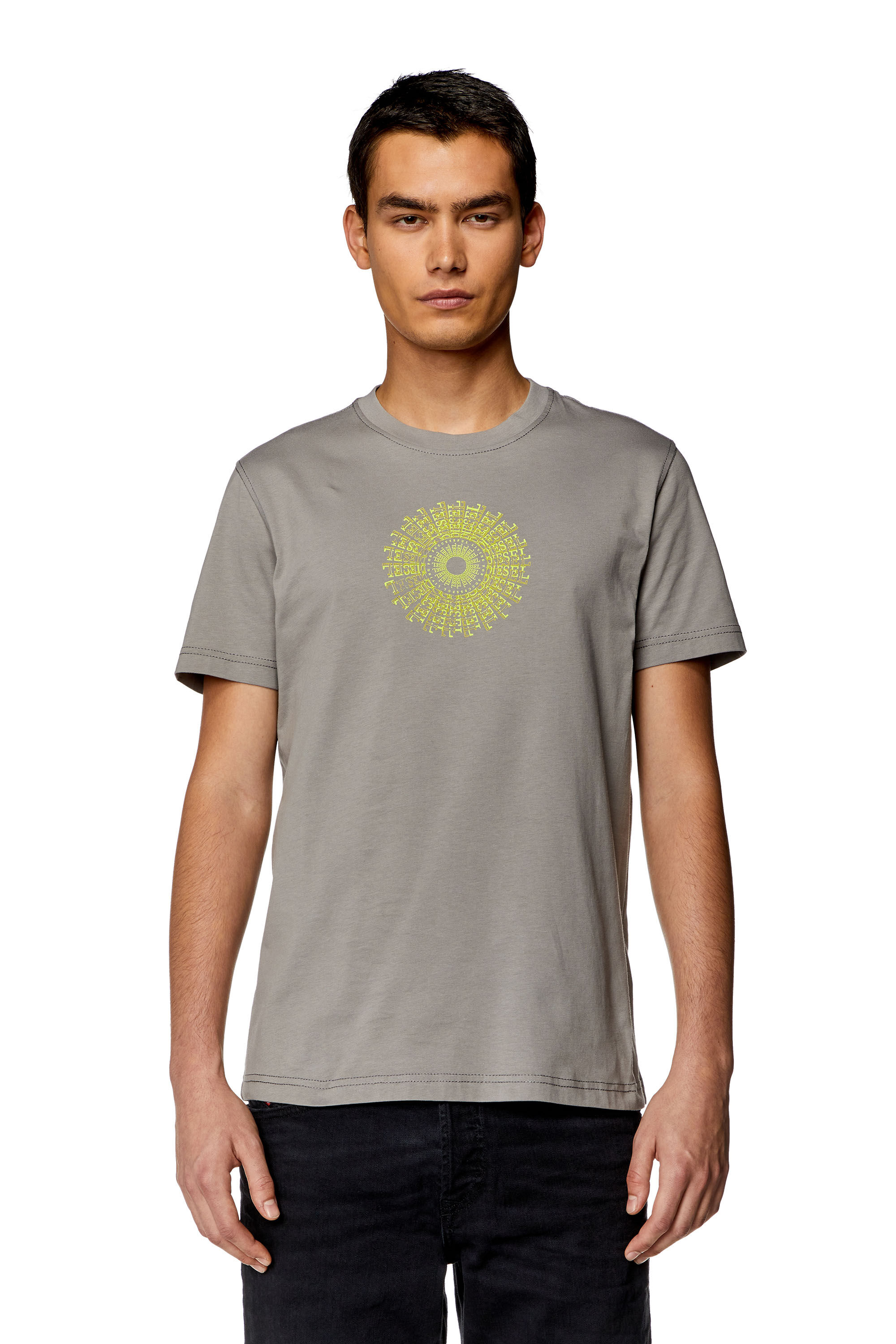 Diesel - T-DIEGOR-K71, T-shirt con stampa vortice Diesel Uomo in Grigio - 2
