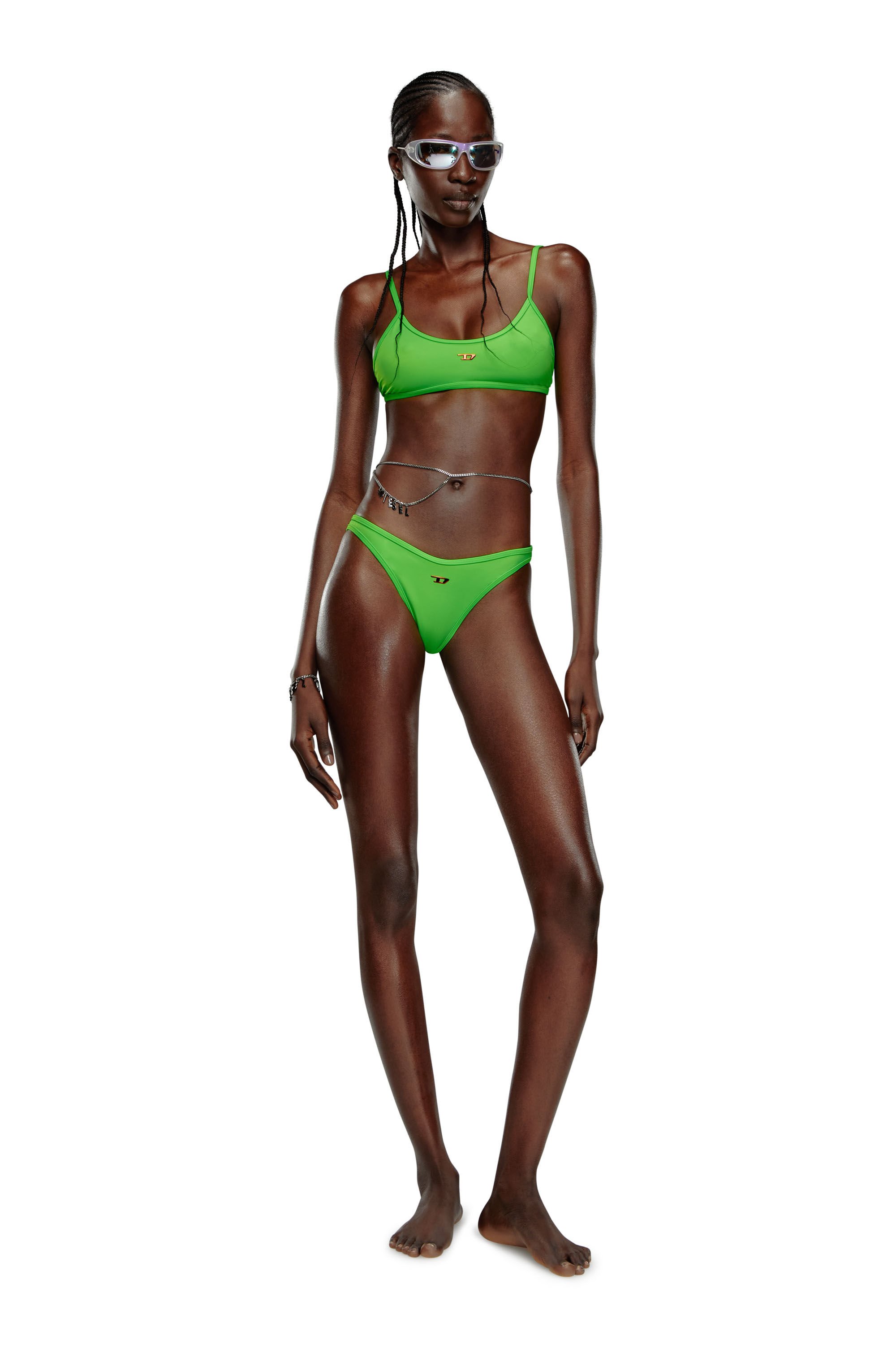 Diesel - BFPN-PUNCHY-X, Woman Neon bikini bottoms with D logo in Green - Image 2