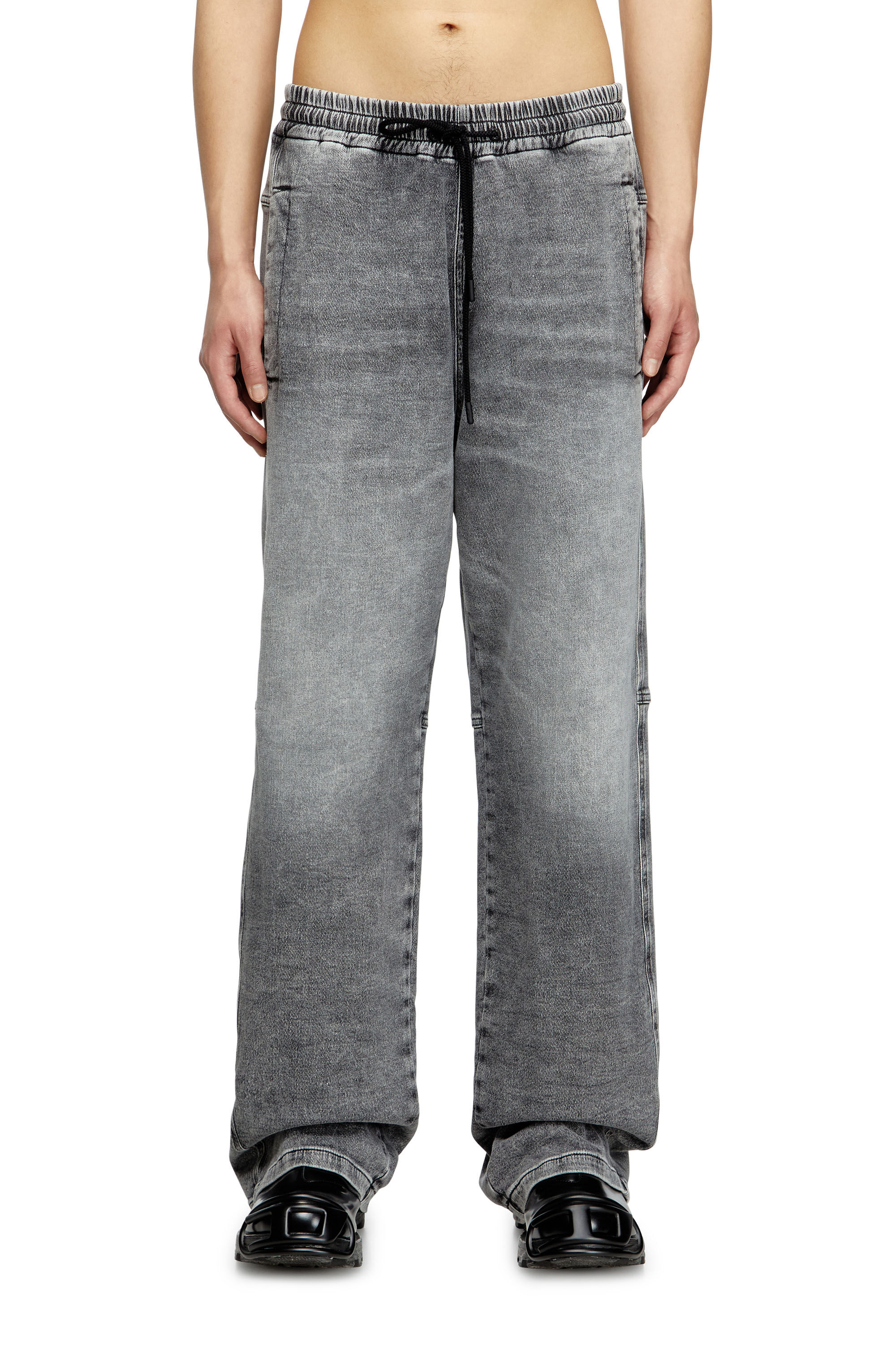 Diesel - Relaxed D-Martyans Track Denim 0BEBR Unisex, Nero/Grigio scuro - Image 3