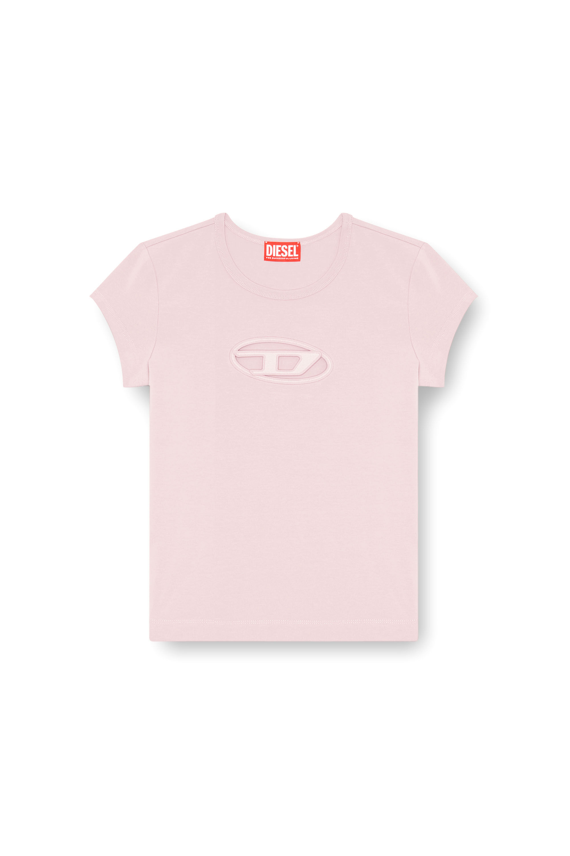 Diesel - T-ANGIE, T-shirt con logo peekaboo Donna in Rosa - 2