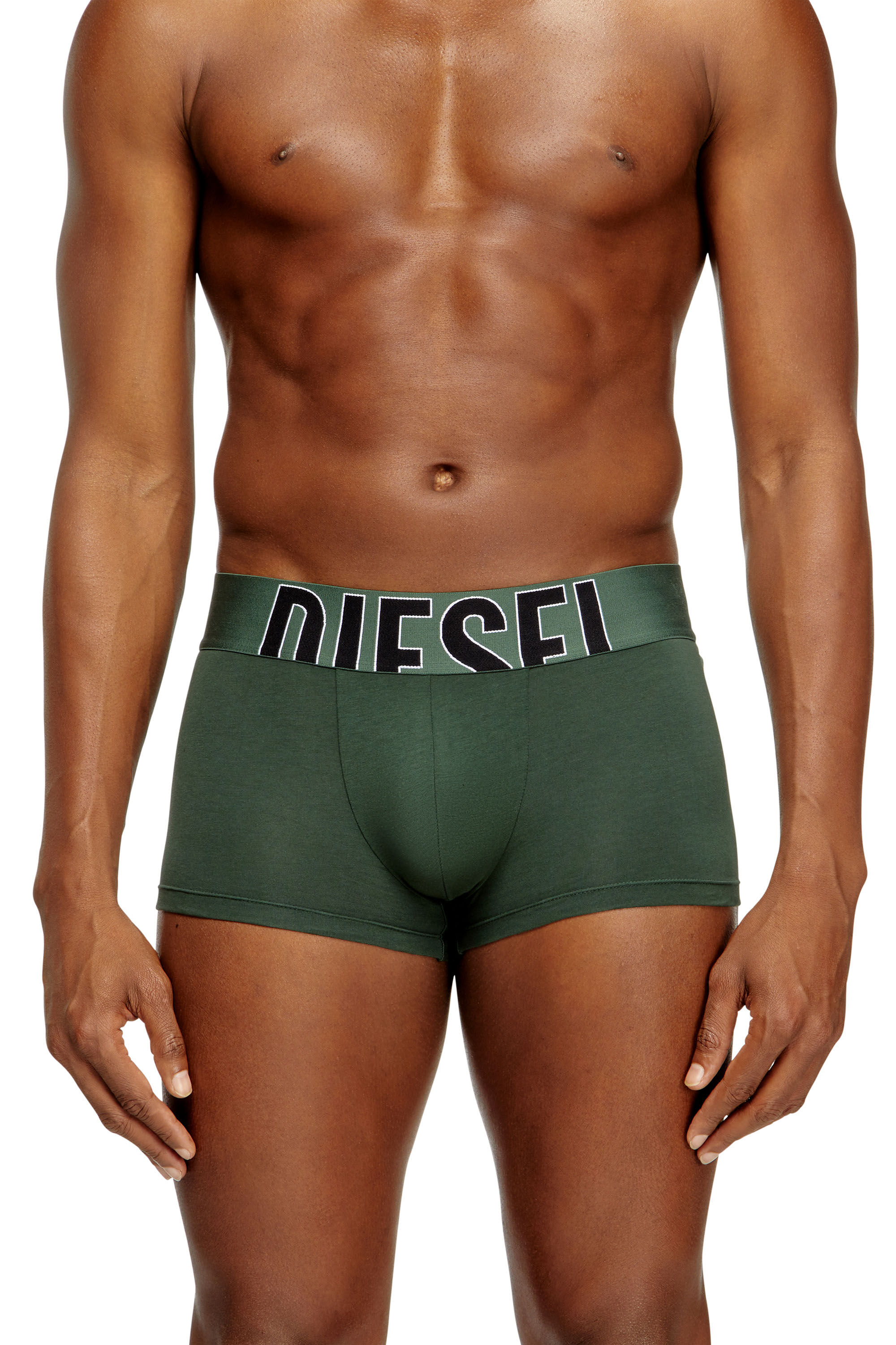Diesel - DAMIEN-D-POP-3PACK-55, Confezione da tre boxer in cotone elasticizzato con logo tagliato Uomo in Verde - 3