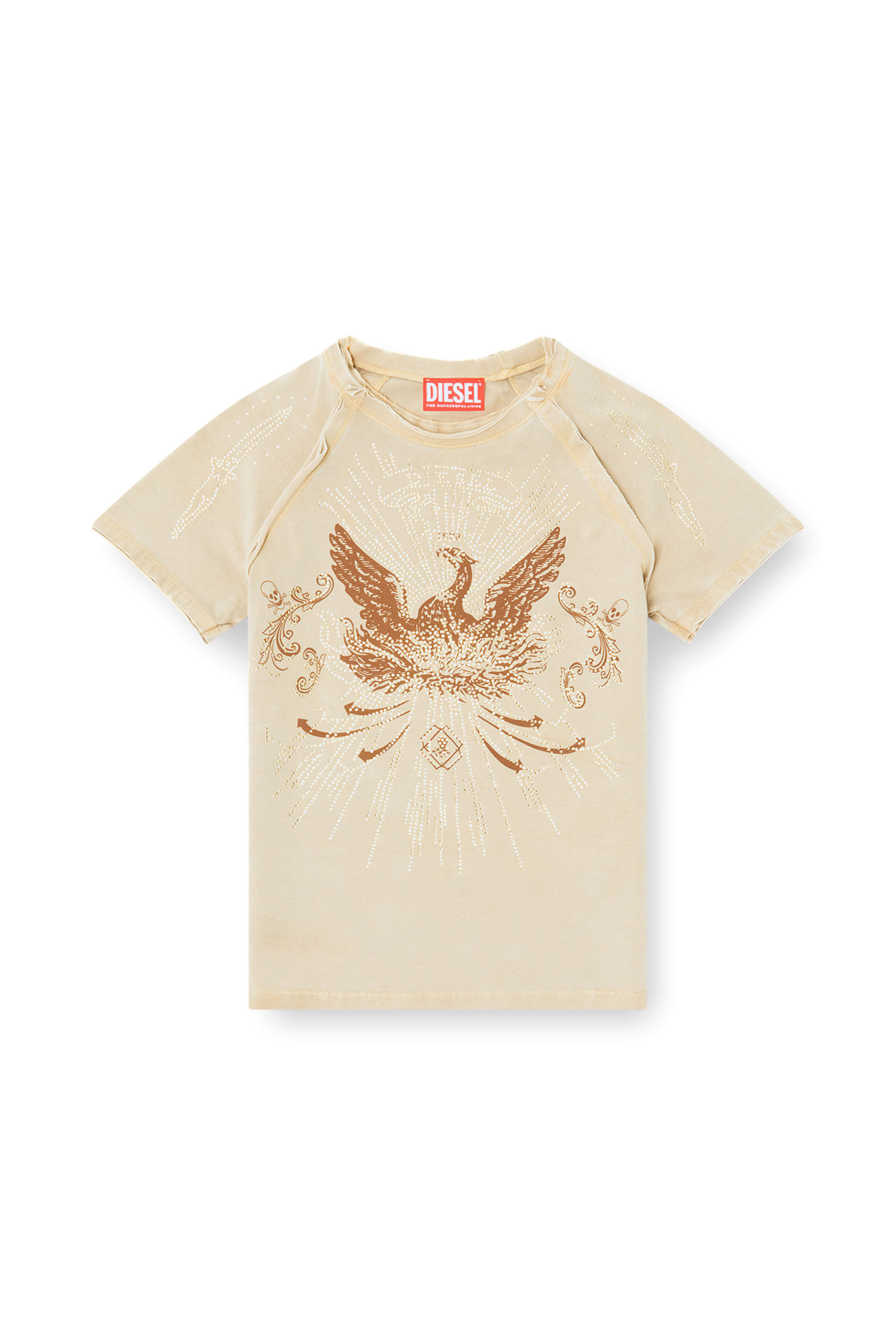 Diesel - T-ROWEENA, T-shirt Phoenix con strass Donna in Marrone - 2