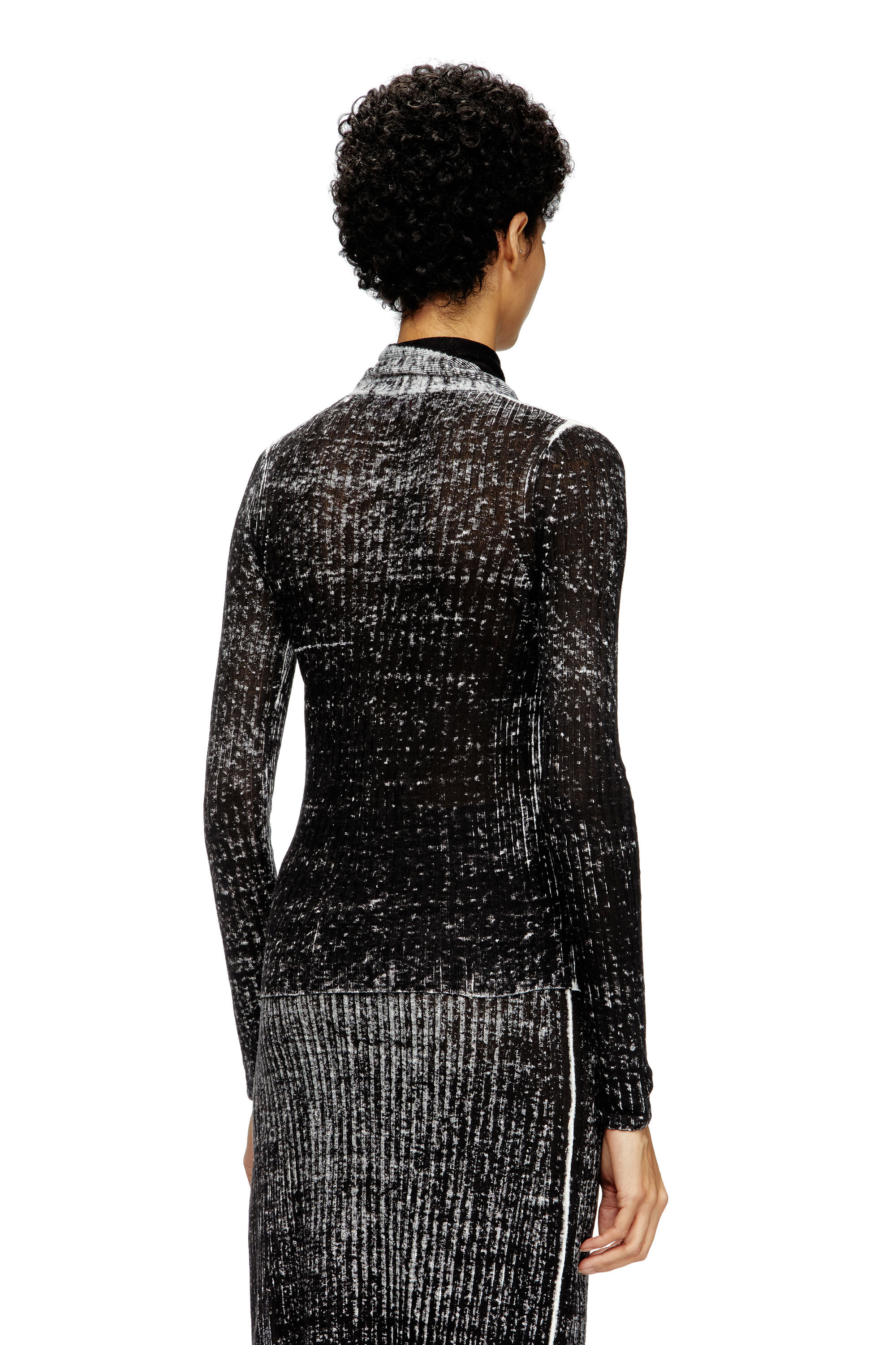 Diesel - M-ELAN, Maglia in lino con nodo e collo a goccia Donna in Nero - 4