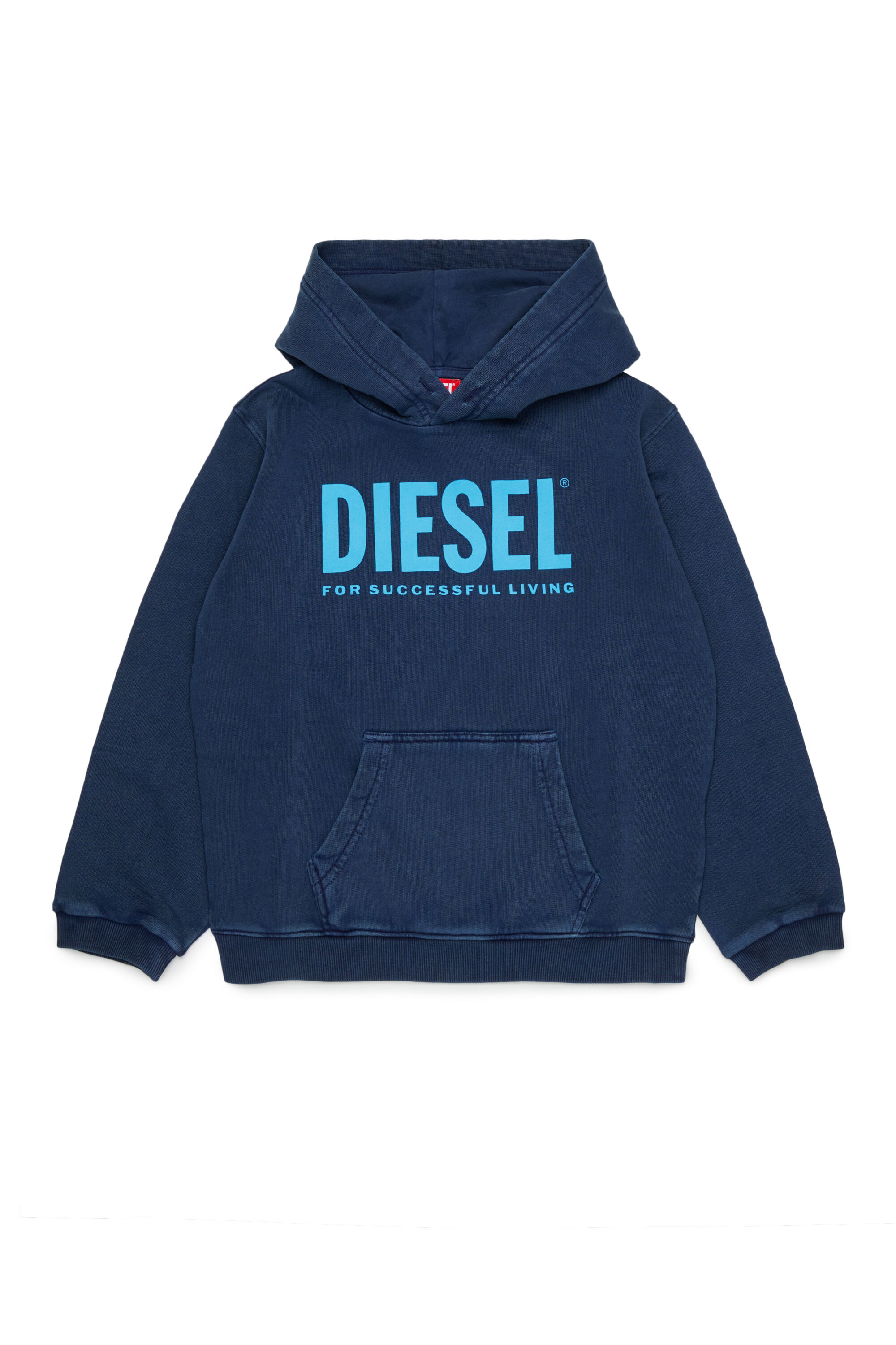 Diesel - STISEL OVER, Hoodie con maxi stampa logo Uomo in Blu - 1